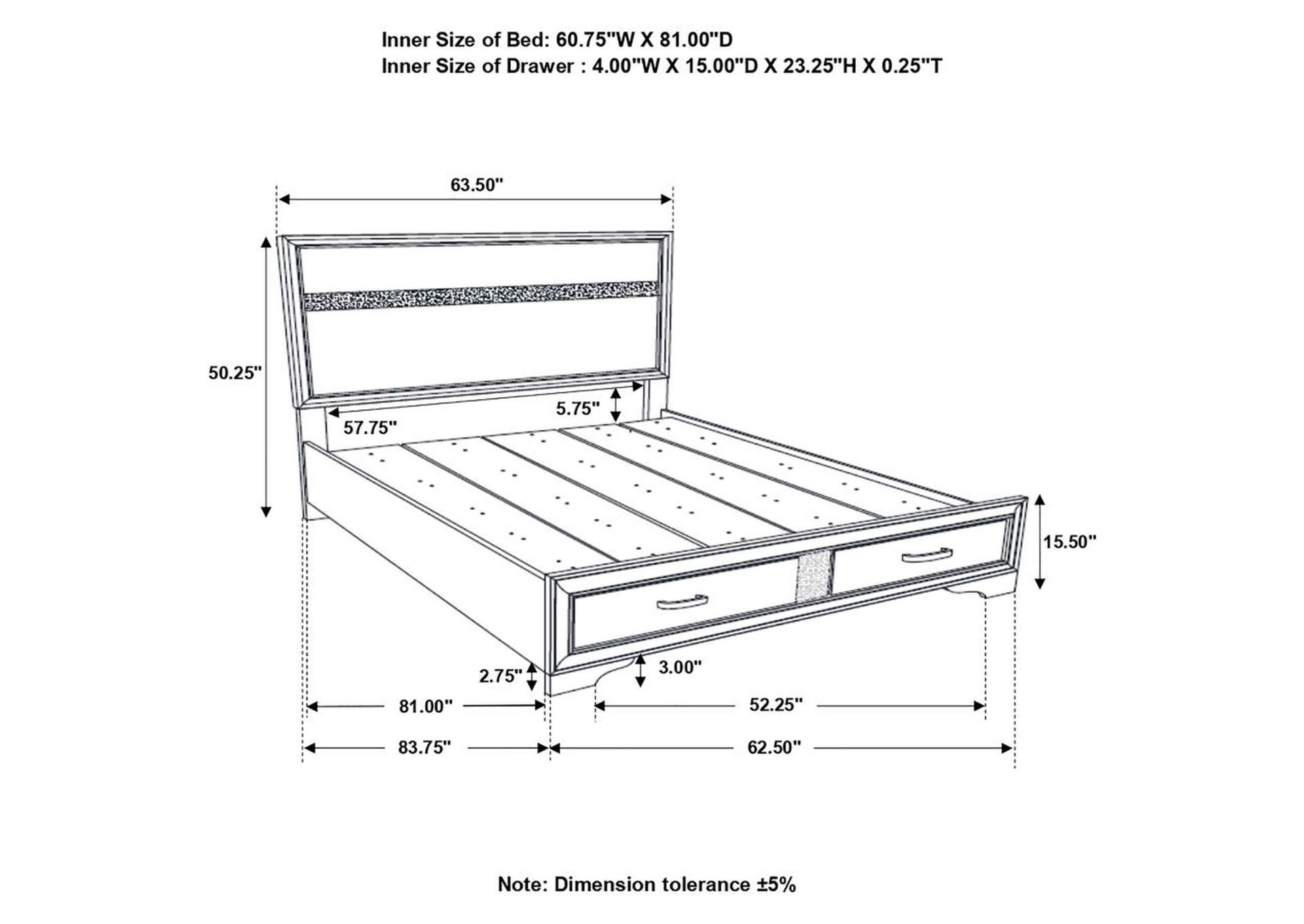 Miranda Queen 2-Drawer Storage Bed Black,Coaster Furniture