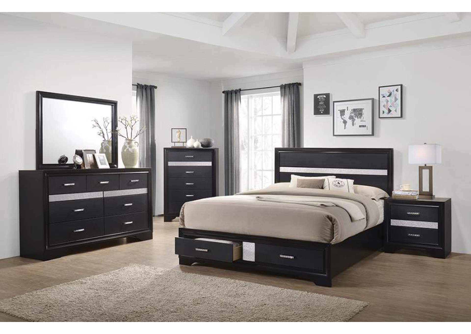 Miranda Queen 2-Drawer Storage Bed Black,Coaster Furniture