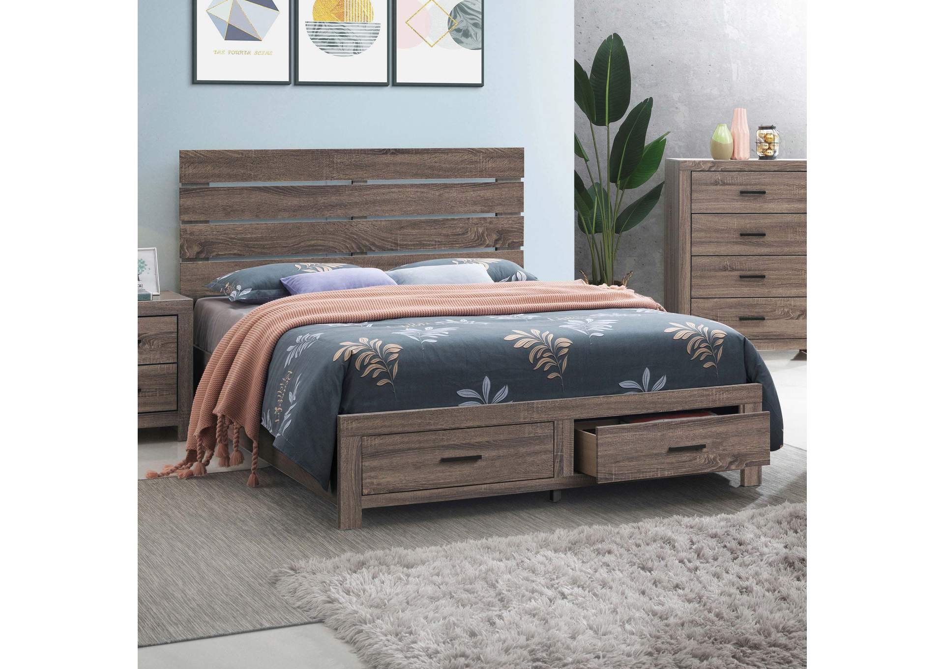 Brantford Eastern King Storage Bed Barrel Oak,Coaster Furniture