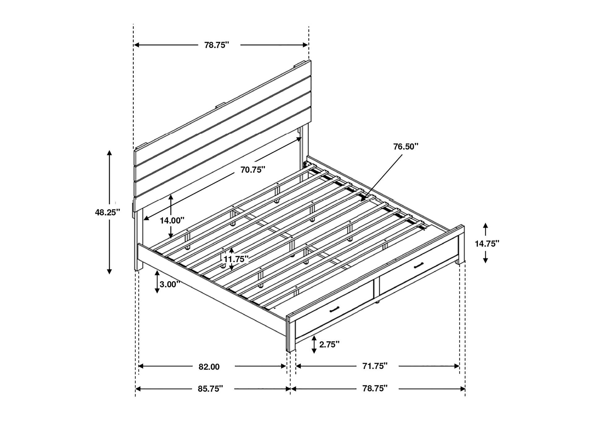 Brantford Eastern King Storage Bed Barrel Oak,Coaster Furniture