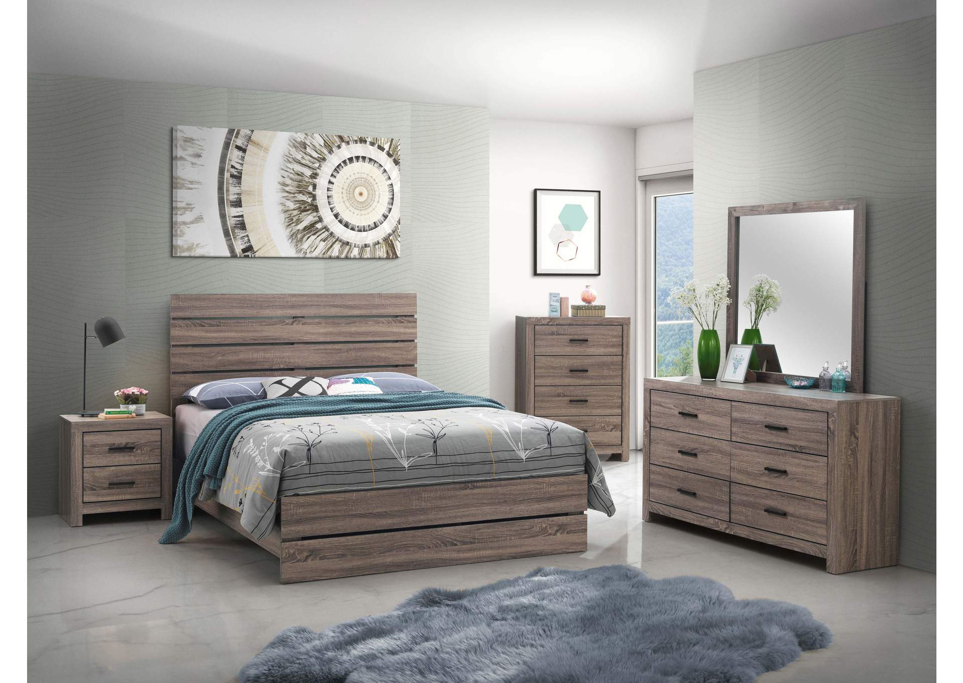 Brantford Queen Panel Bed Barrel Oak,Coaster Furniture
