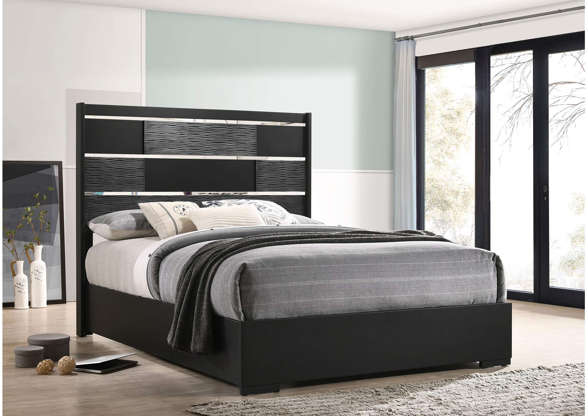 Blacktoft Eastern King Panel Bed Black,Coaster Furniture