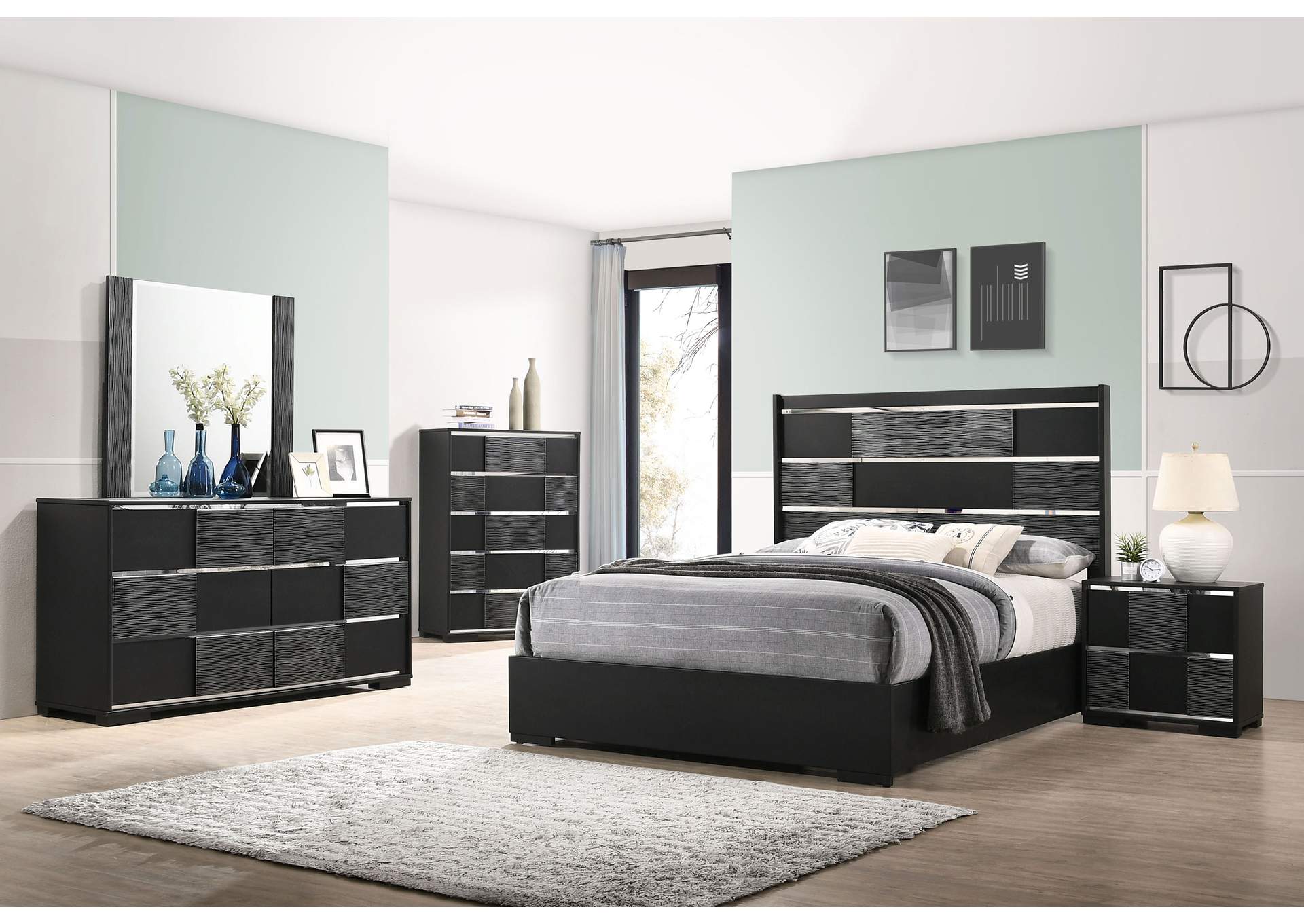 Blacktoft Queen Panel Bed Black,Coaster Furniture