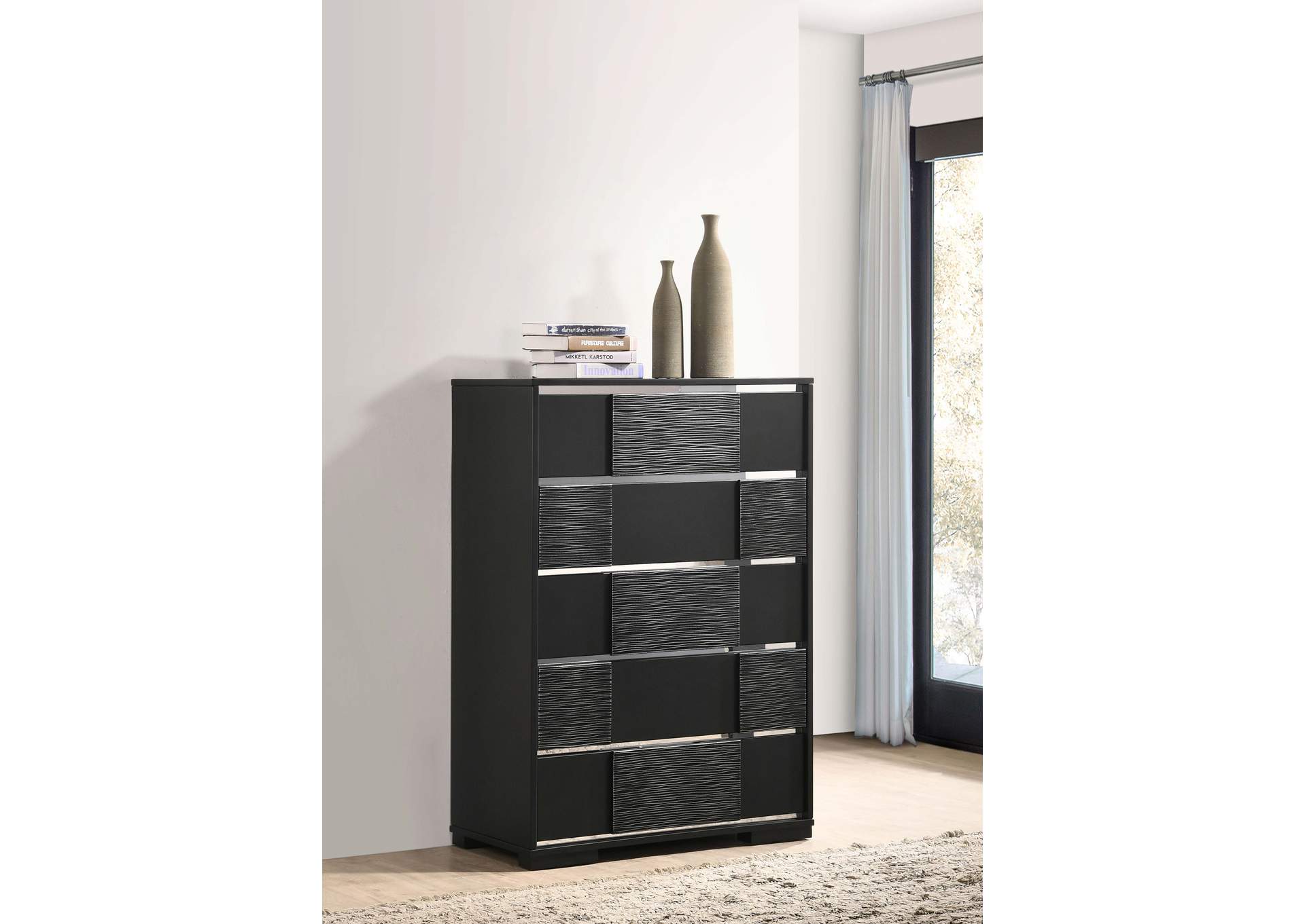 Blacktoft 5-drawer Chest Black,Coaster Furniture