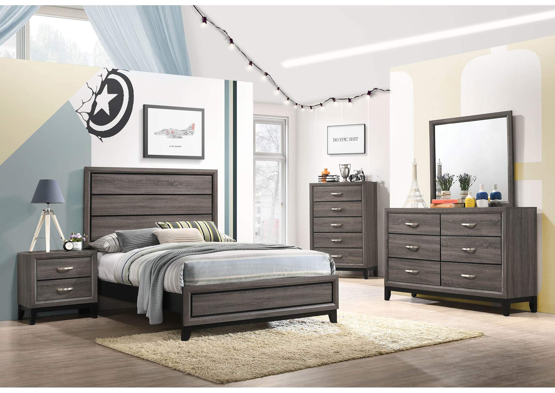 Watson 5-piece Full Panel Bedroom Set Grey Oak,Coaster Furniture