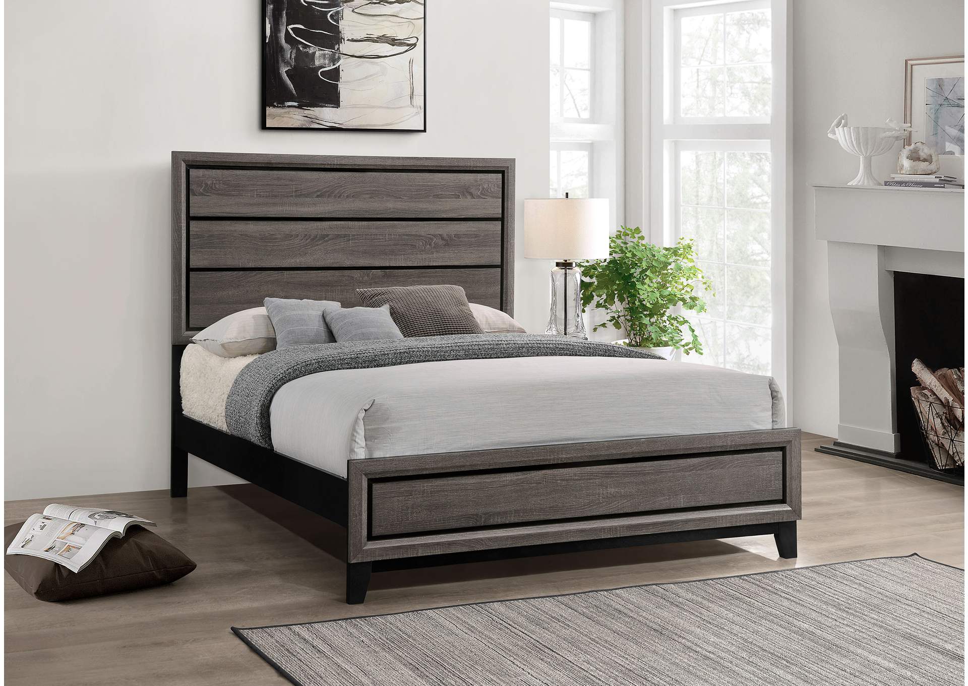 Watson Eastern King Bed Grey Oak and Black,Coaster Furniture