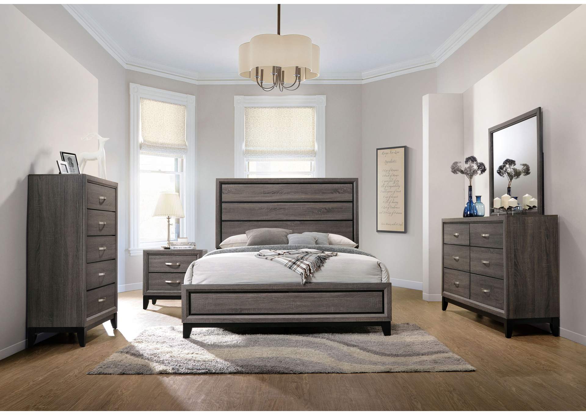 Watson California King Panel Bed Grey Oak and Black,Coaster Furniture
