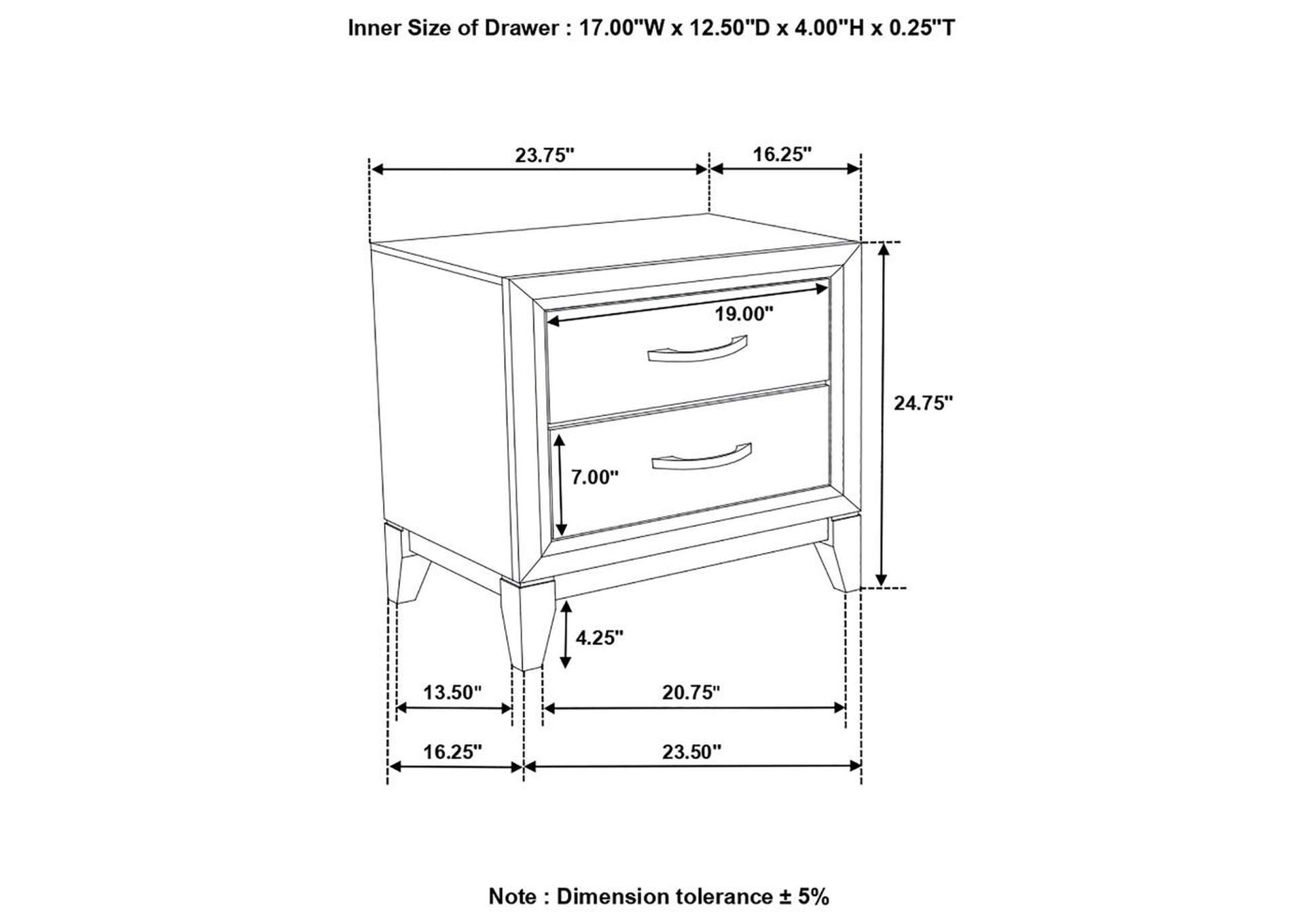 Watson 2-Drawer Nightstand Grey Oak And Black,Coaster Furniture