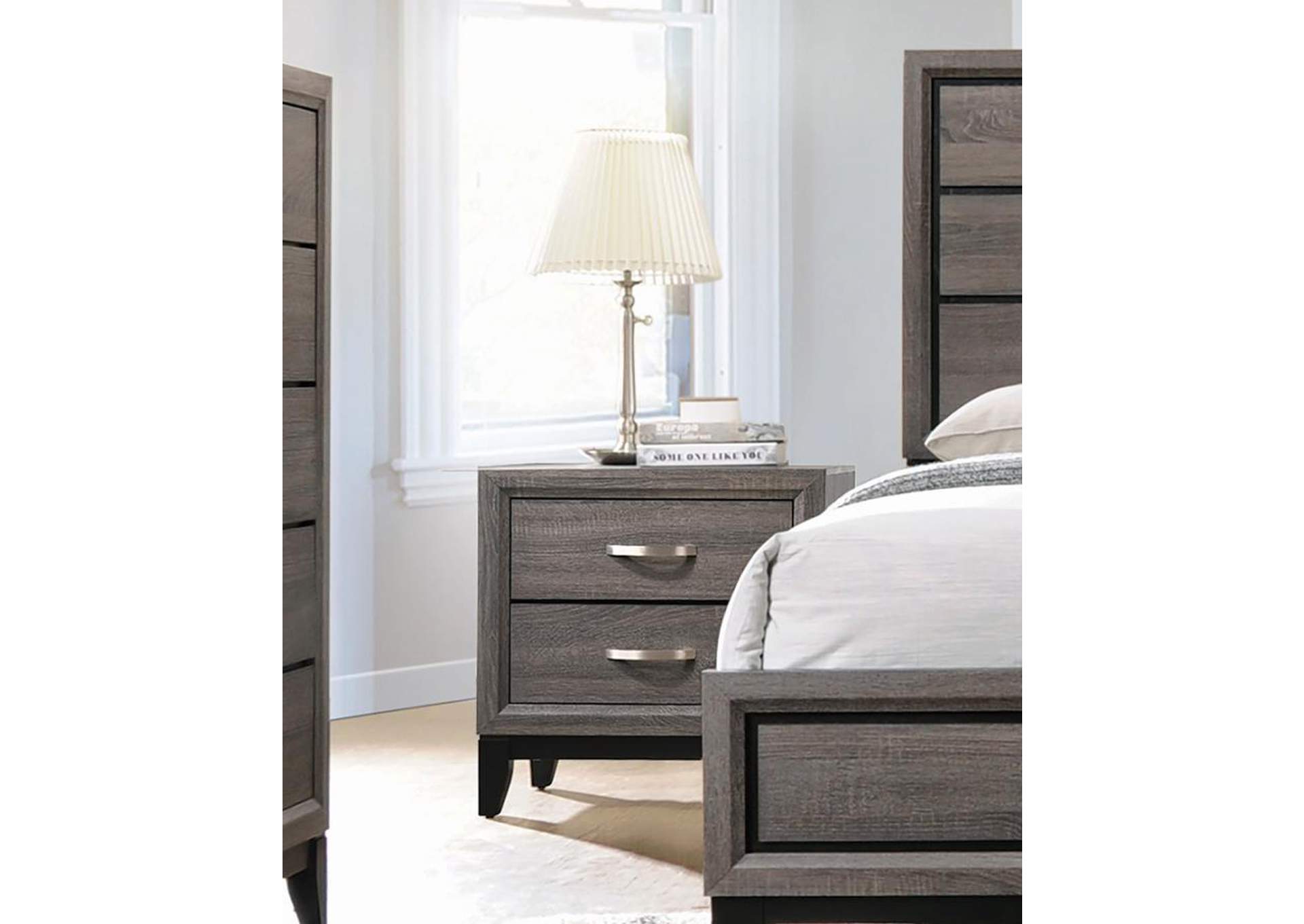 Watson 2 - drawer Nightstand Grey Oak and Black,Coaster Furniture