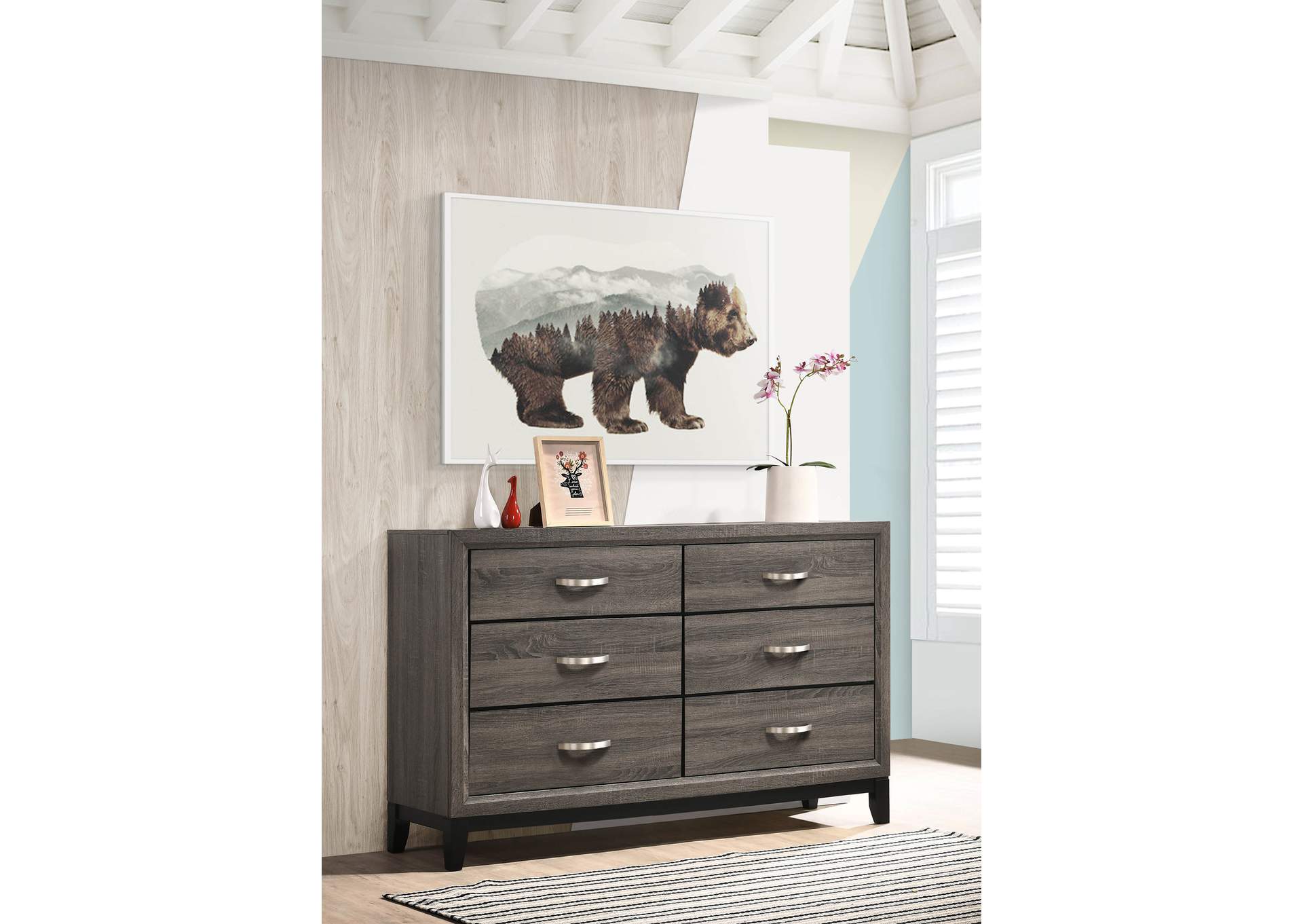 Watson 6-drawer Dresser Grey Oak and Black,Coaster Furniture