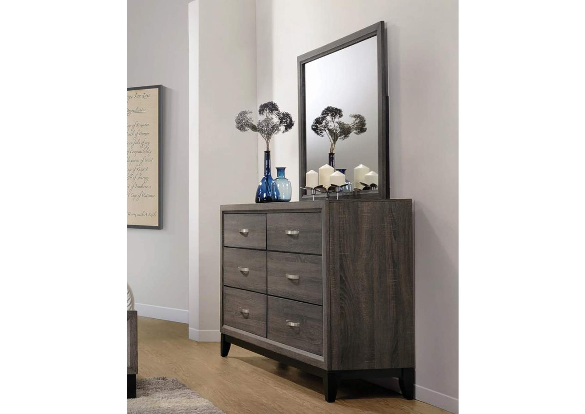 Watson 6 - drawer Dresser Grey Oak and Black,Coaster Furniture