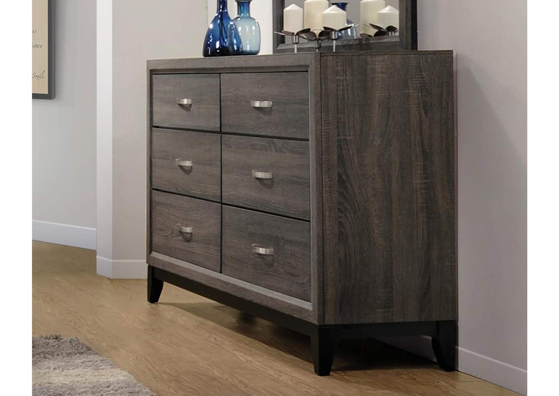 Watson 6 - drawer Dresser Grey Oak and Black,Coaster Furniture