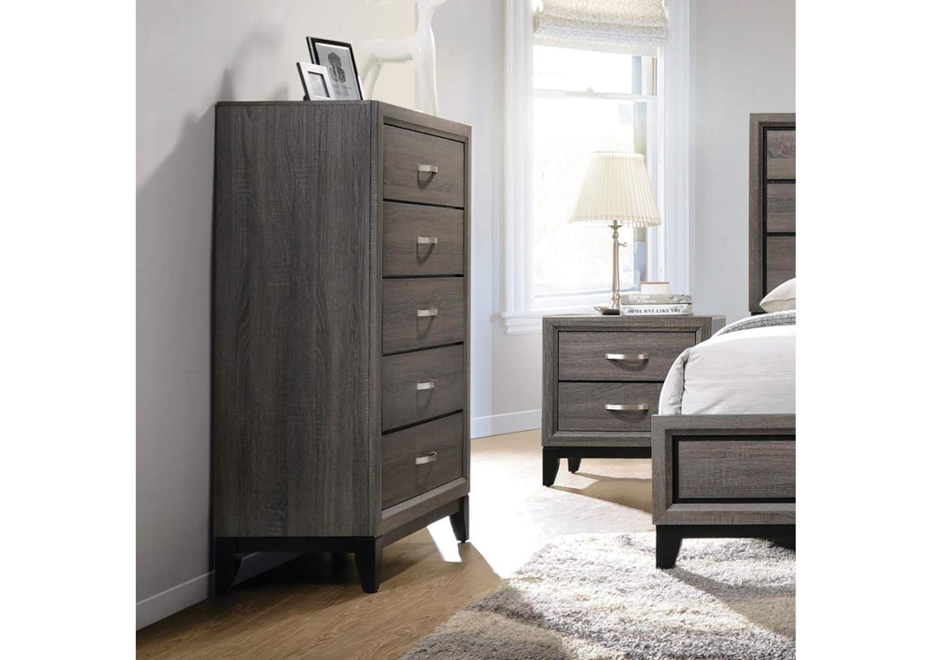 Watson 5 - drawer Chest Grey Oak and Black,Coaster Furniture