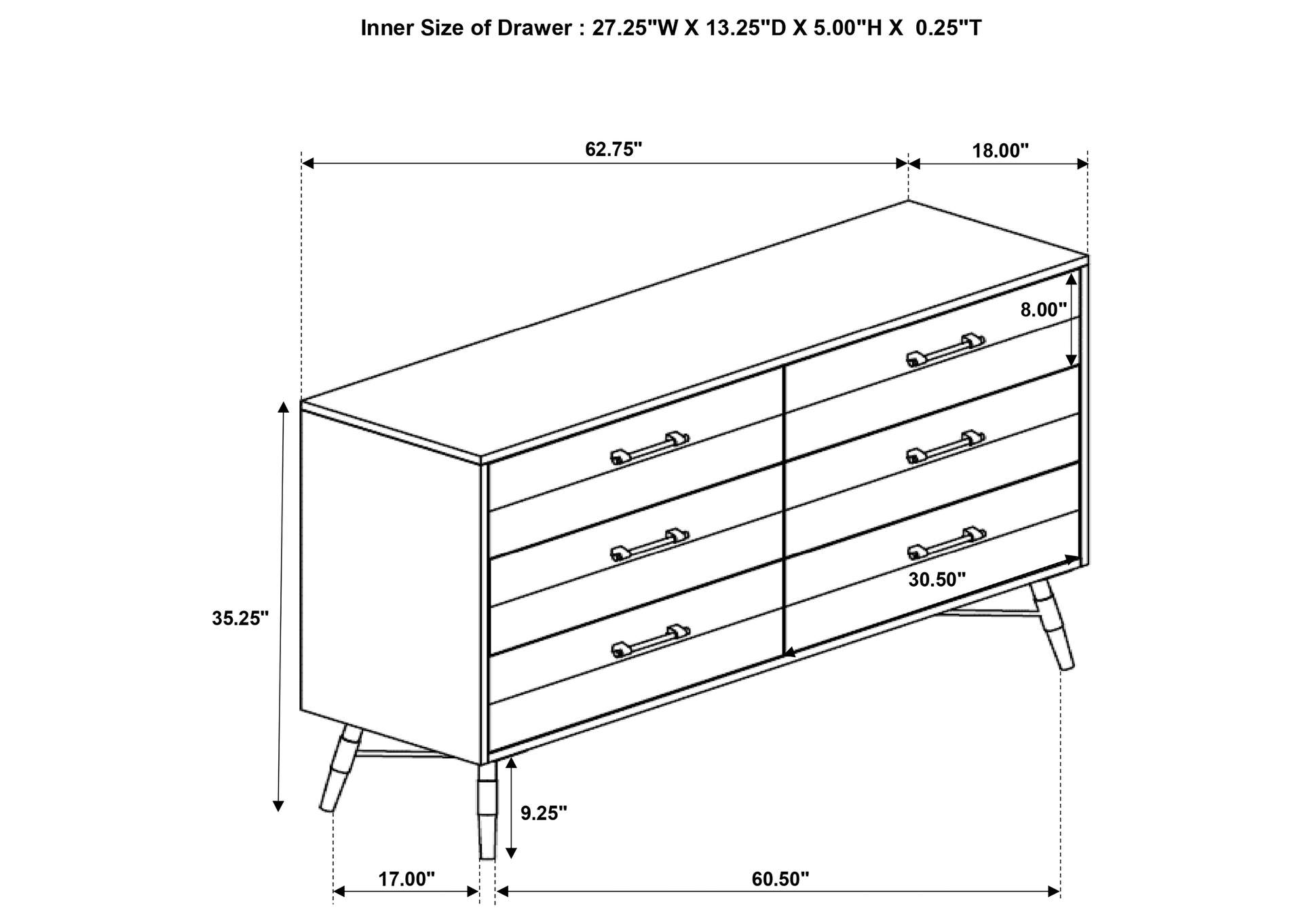 Marlow 6-drawer Dresser Rough Sawn Multi,Coaster Furniture