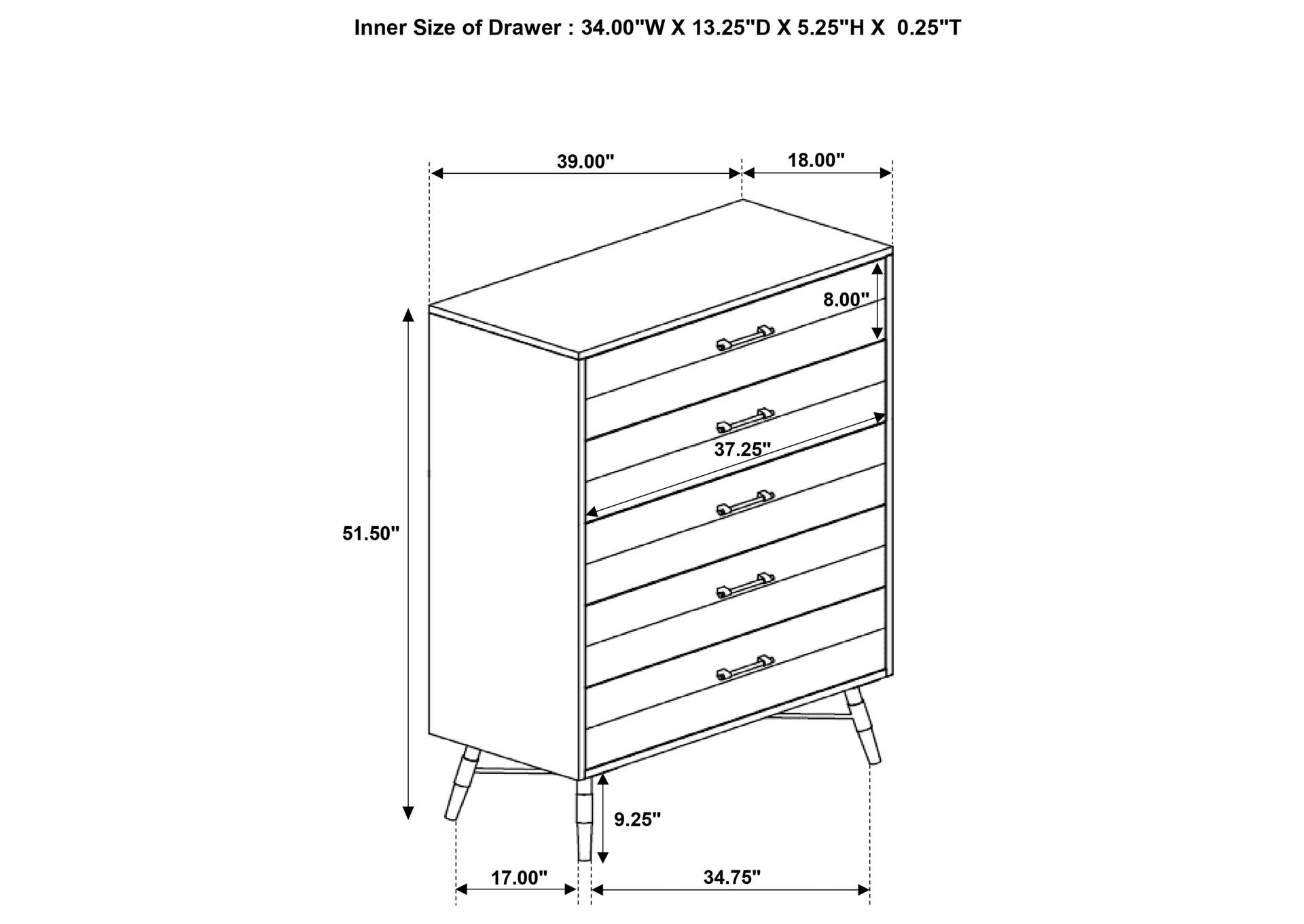 Marlow 5-drawer Chest Rough Sawn Multi,Coaster Furniture