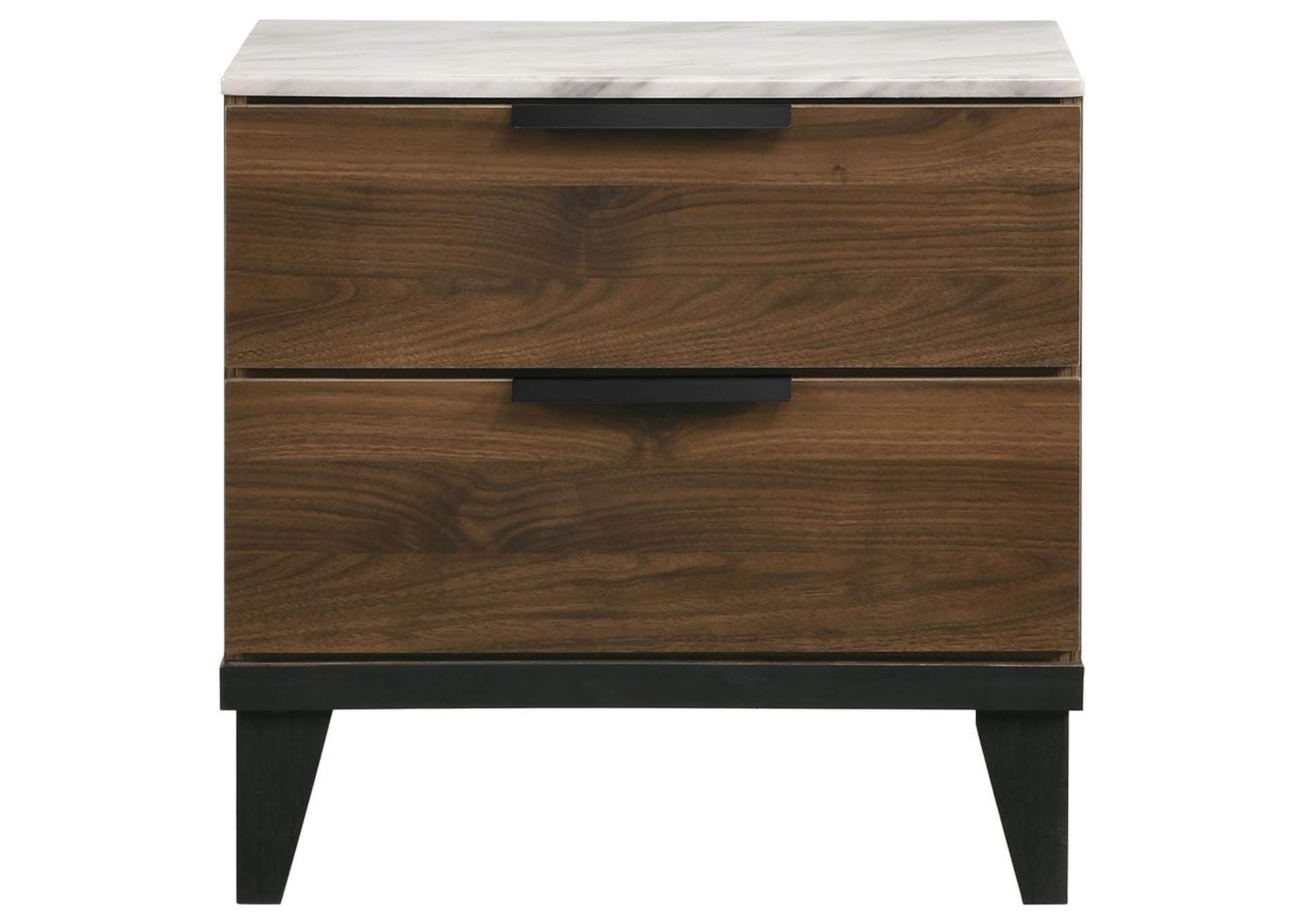 Mays 2 - drawer Nightstand Walnut Brown with Faux Marble Top,Coaster Furniture