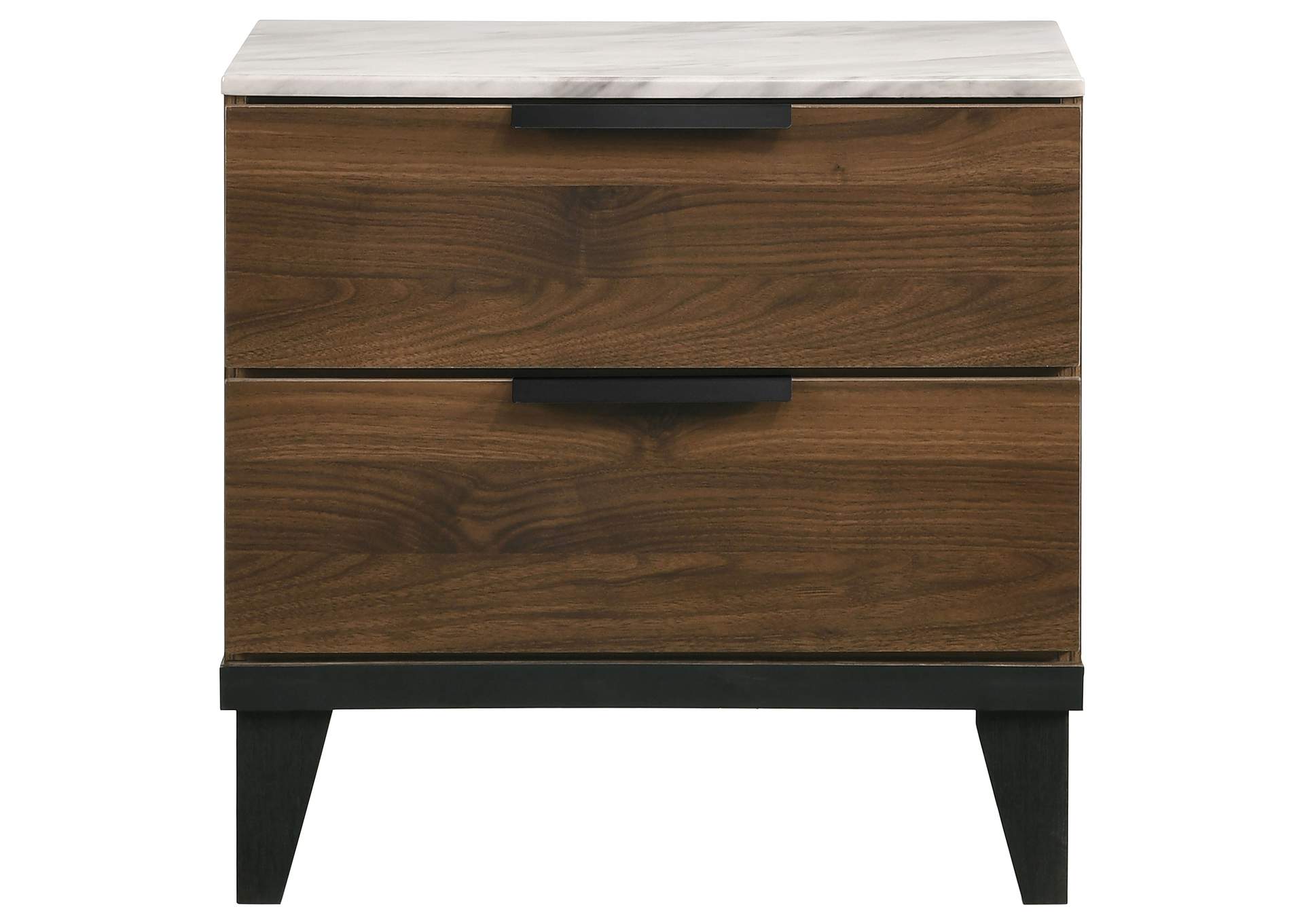 Mays 2-drawer Nightstand Walnut Brown with Faux Marble Top,Coaster Furniture