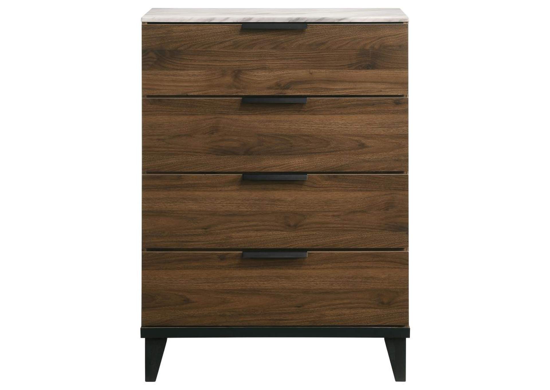 Mays 4 - drawer Chest Walnut Brown with Faux Marble Top,Coaster Furniture