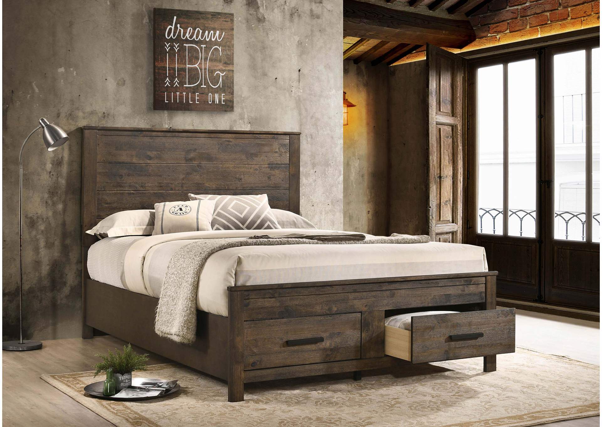 Woodmont Eastern King Storage Bed Rustic Golden Brown,Coaster Furniture