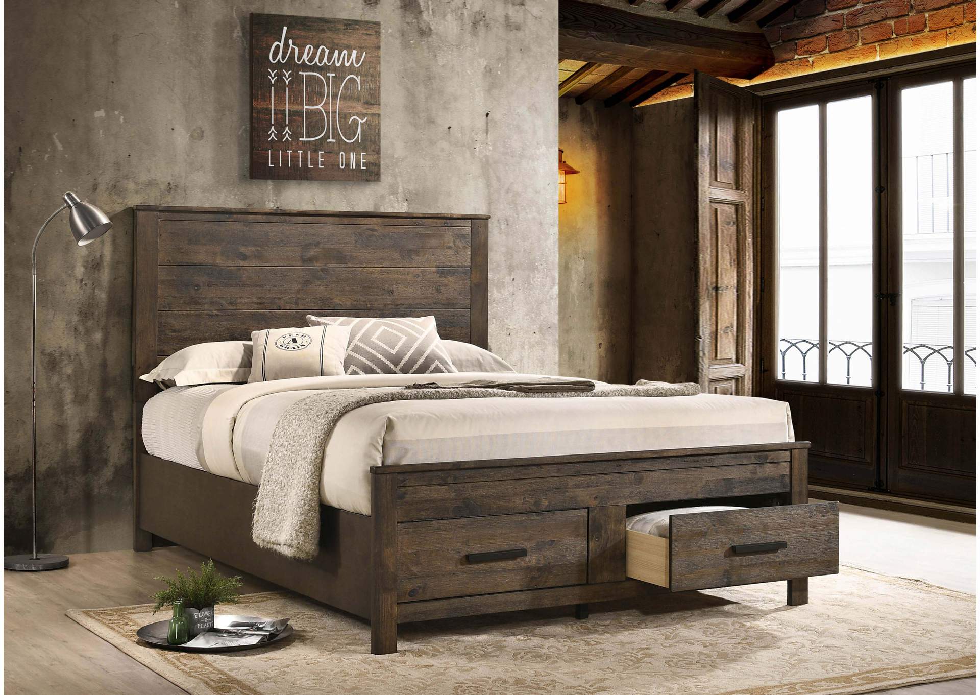 Woodmont Queen Storage Bed Rustic Golden Brown,Coaster Furniture