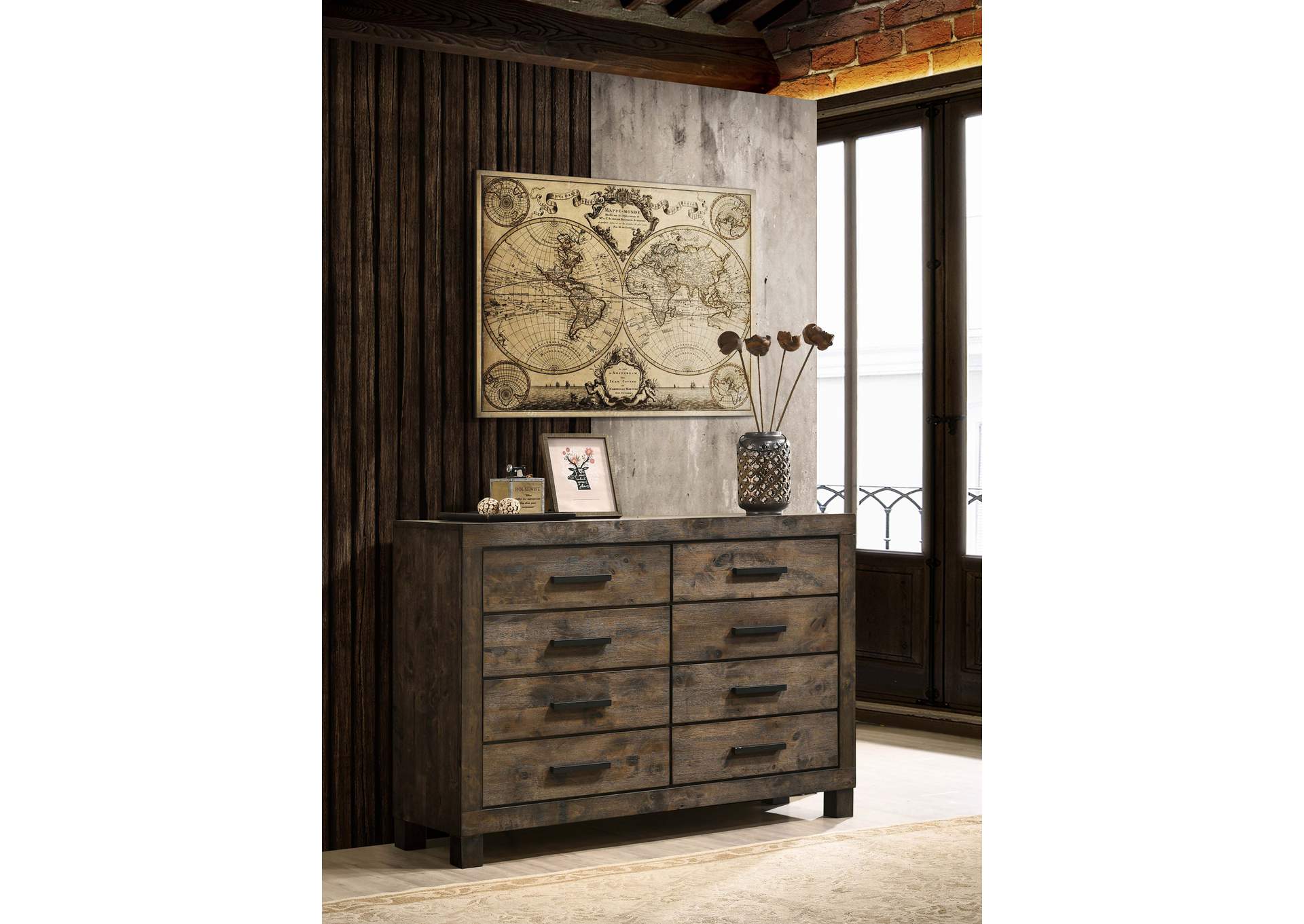 Woodmont 8-drawer Dresser Rustic Golden Brown,Coaster Furniture