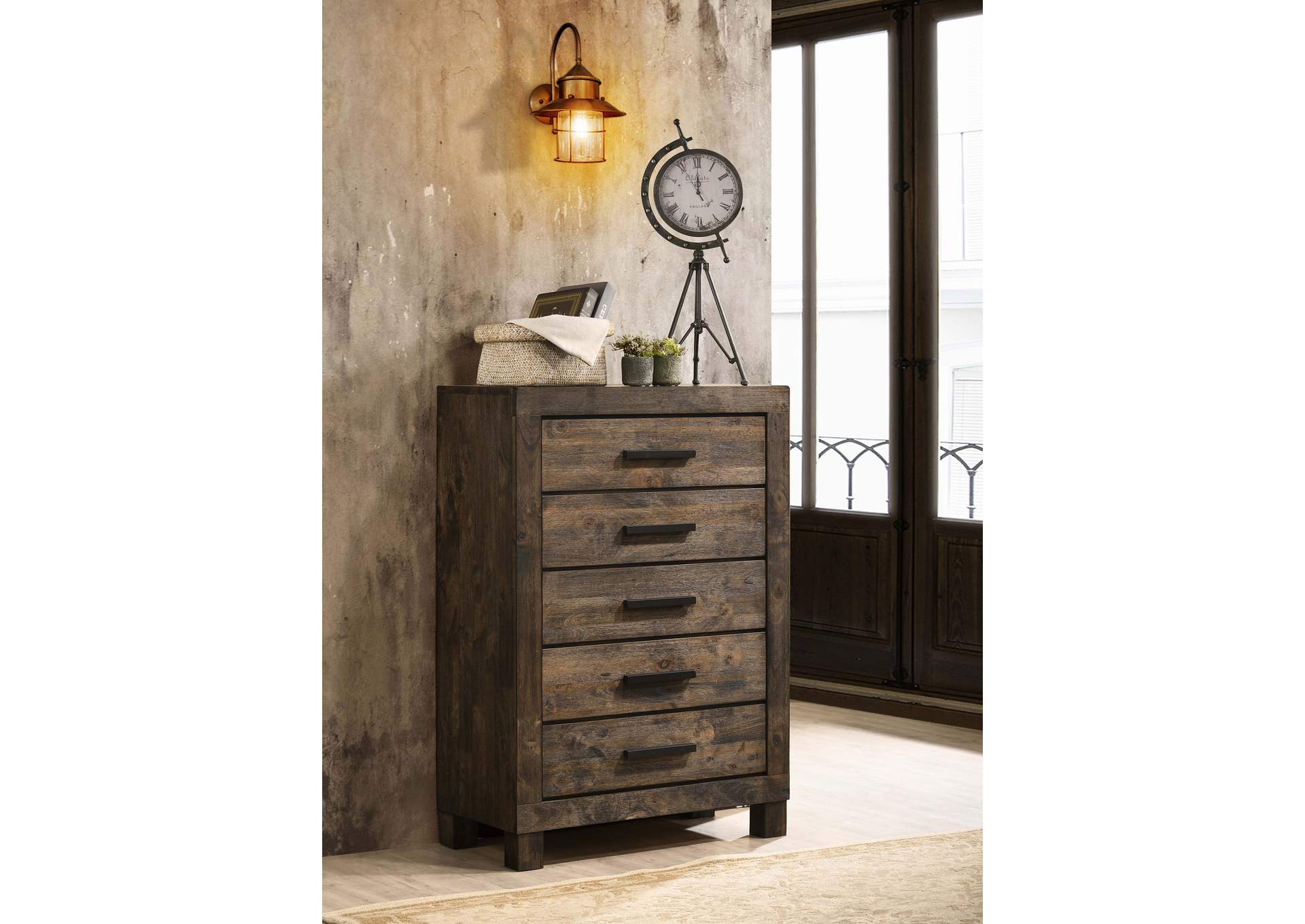 Woodmont 5-drawer Chest Rustic Golden Brown,Coaster Furniture