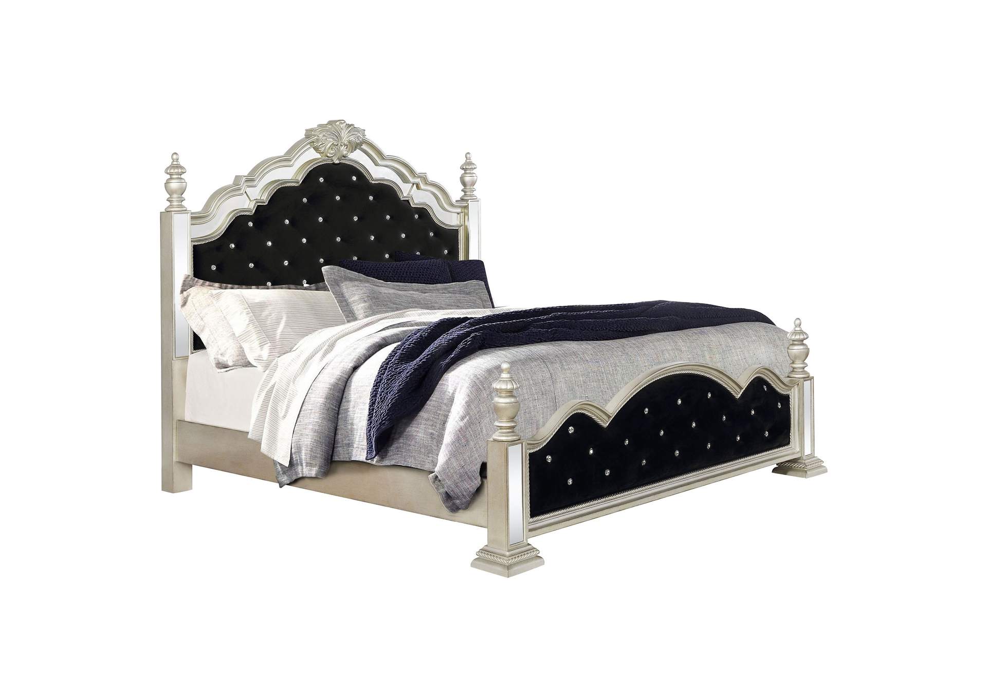 Heidi 5-piece Eastern King Tufted Upholstered Bedroom Set Metallic Platinum,Coaster Furniture
