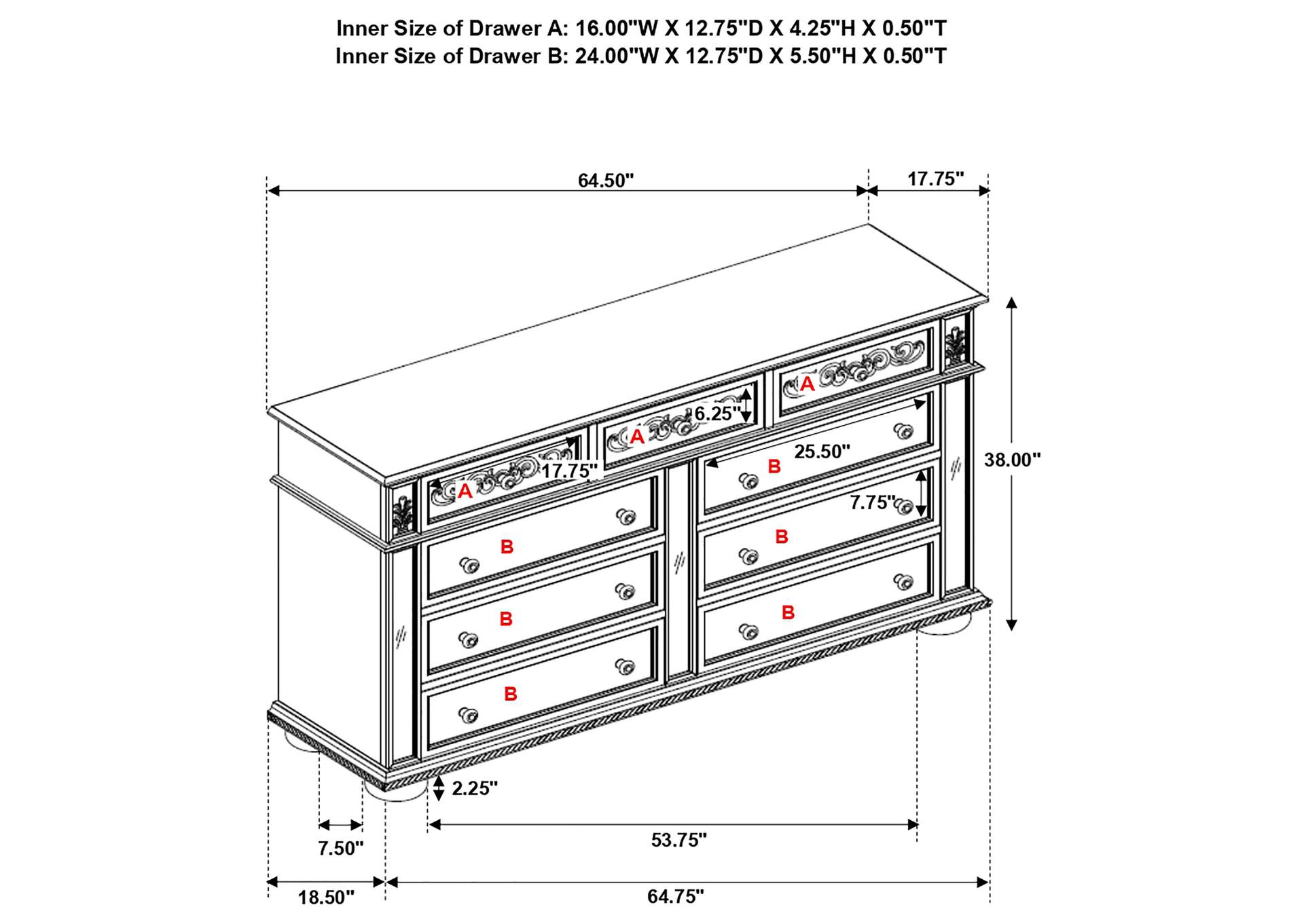 Heidi 9-drawer Dresser Metallic Platinum,Coaster Furniture