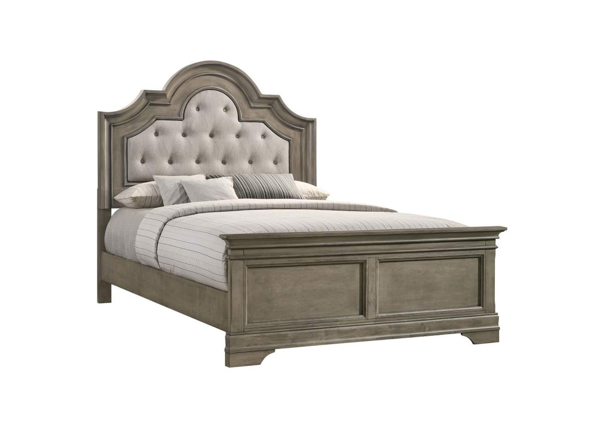 Manchester Bed With Upholstered Arched Headboard Beige And Wheat,Coaster Furniture