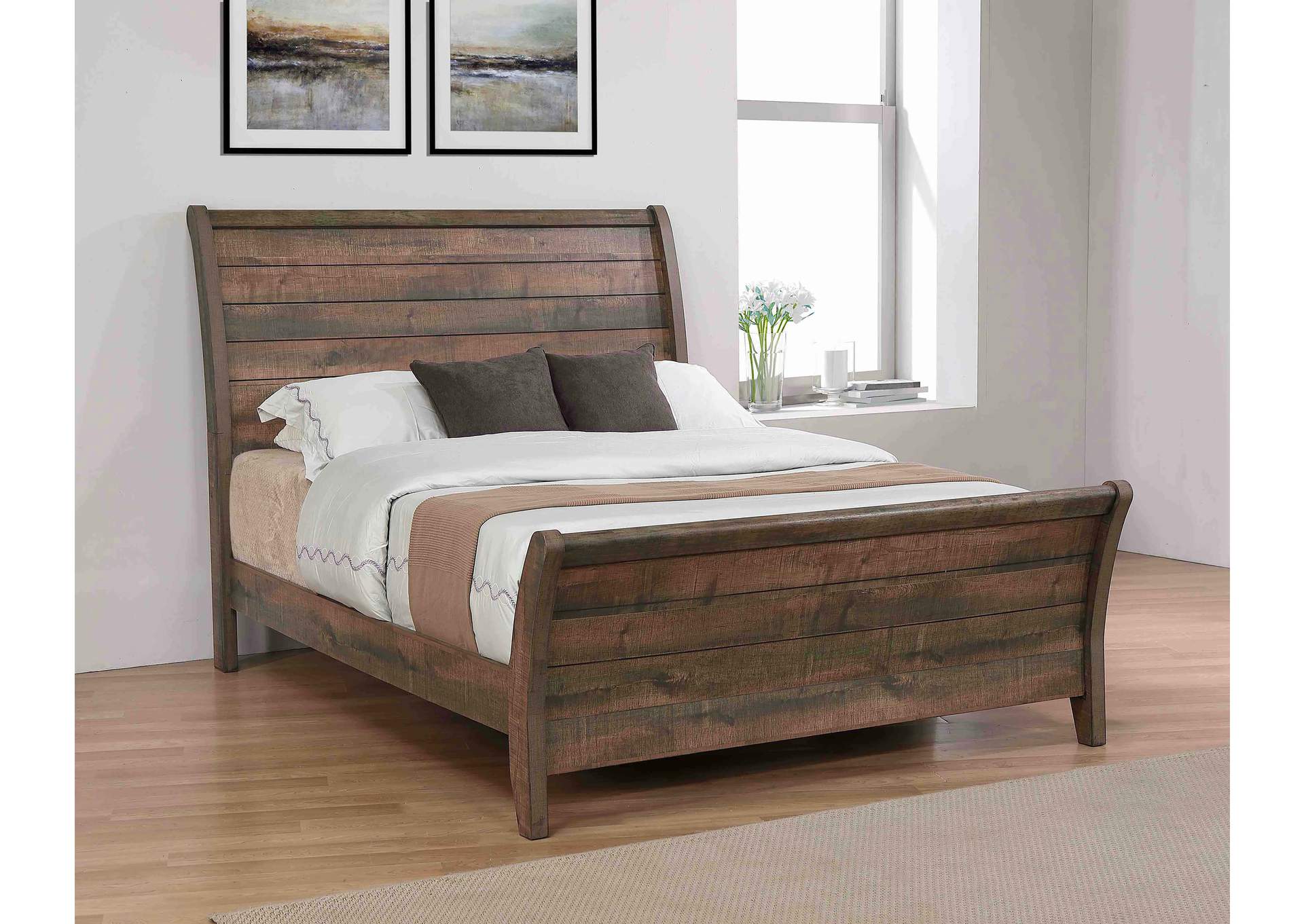 Frederick California King Sleigh Bed Weathered Oak,Coaster Furniture
