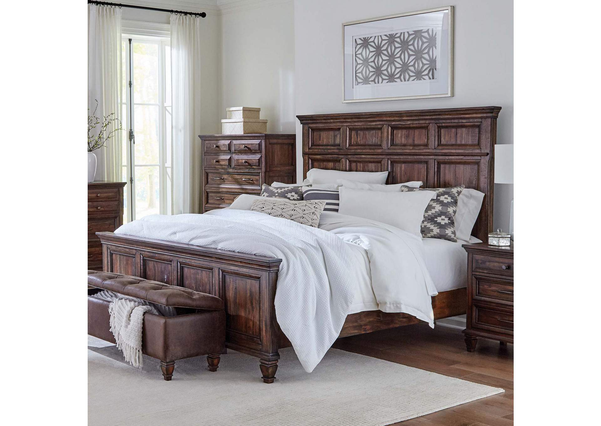 Avenue Eastern King Panel Bed Weathered Burnished Brown,Coaster Furniture