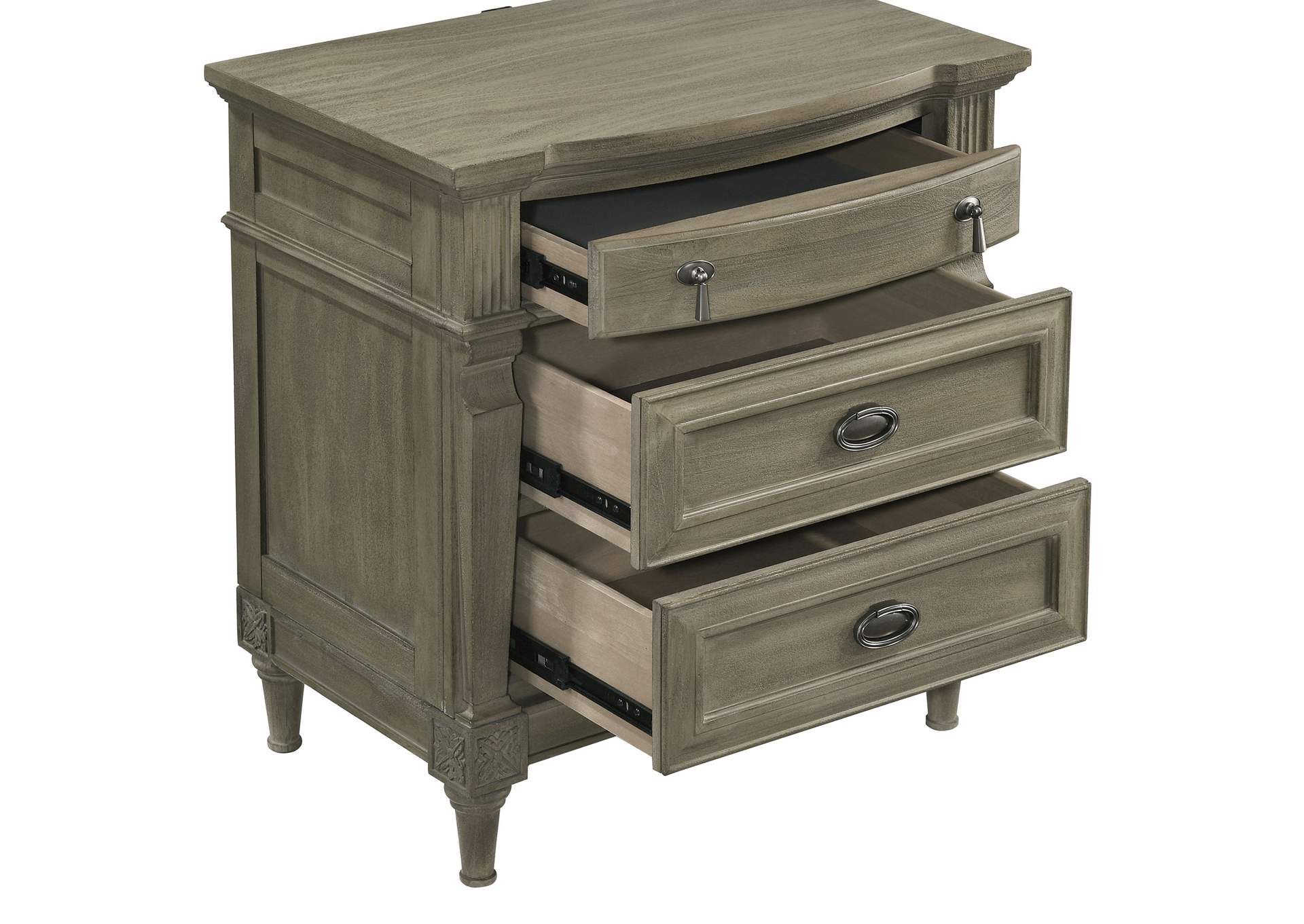 Alderwood 3-drawer Nightstand French Grey,Coaster Furniture