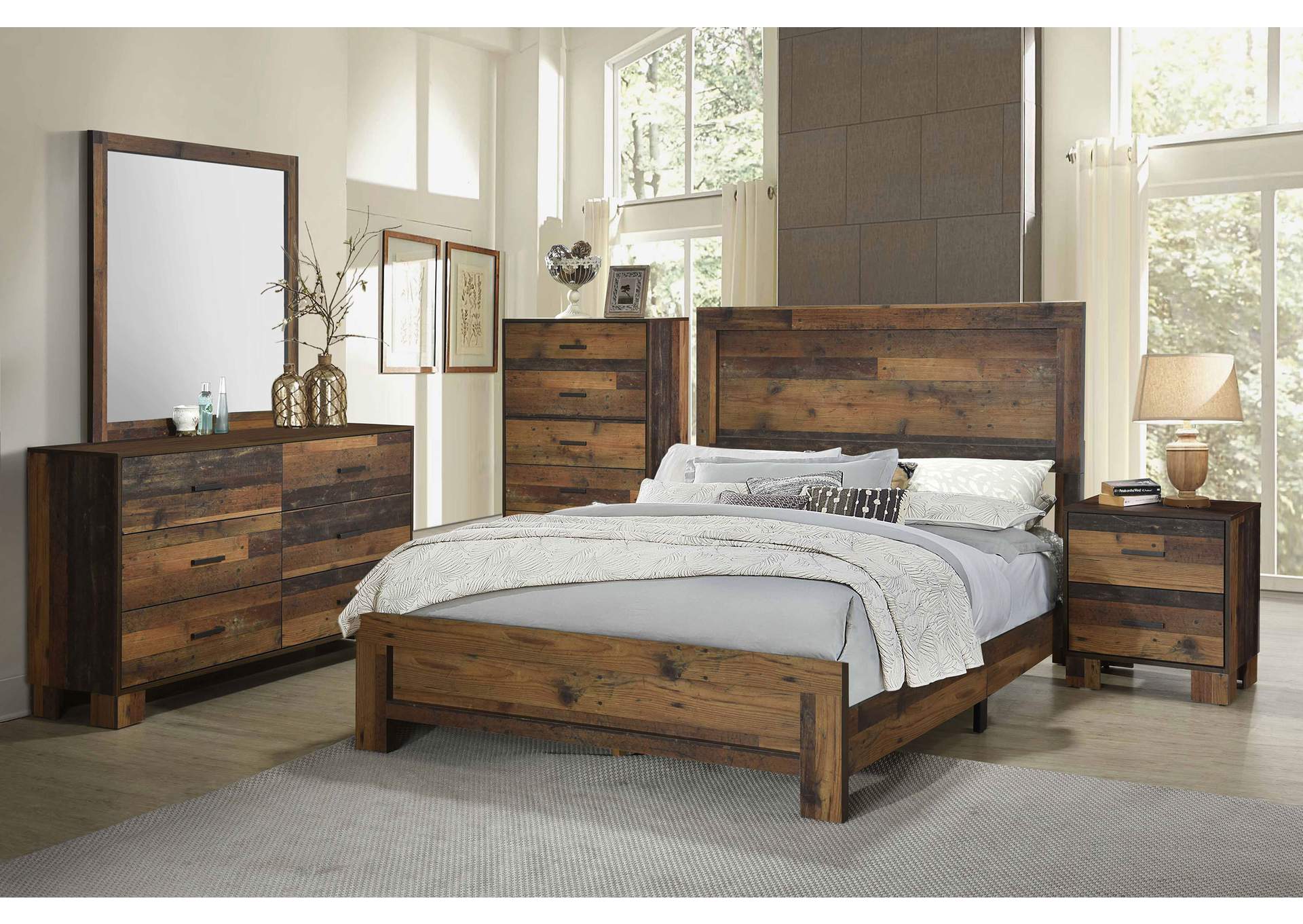 Sidney Eastern King Panel Bed Rustic Pine,Coaster Furniture