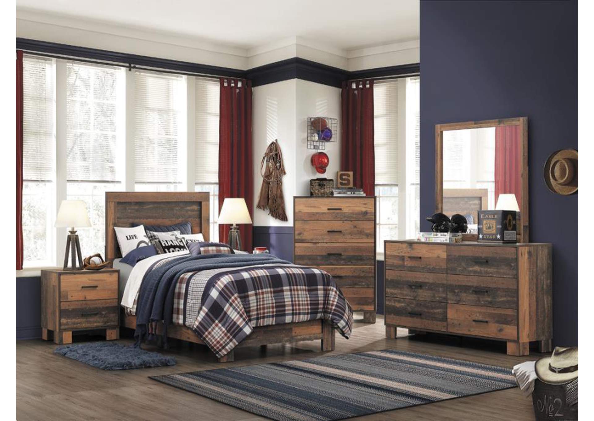 Sidney 4 - piece Twin Panel Bedroom Set Rustic Pine,Coaster Furniture