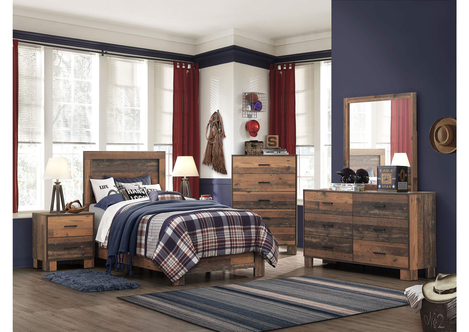 Sidney Twin Panel Bed Rustic Pine,Coaster Furniture