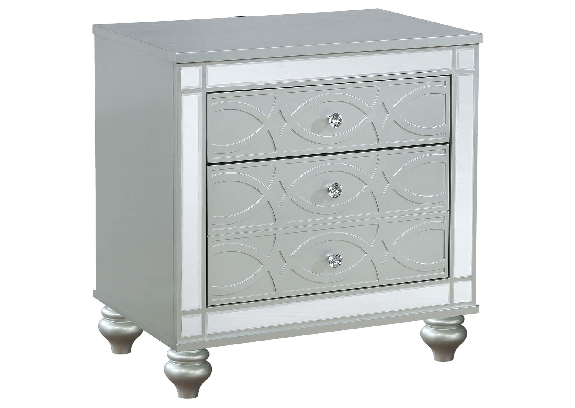 Gunnison 2-drawer Nightstand Silver Metallic,Coaster Furniture