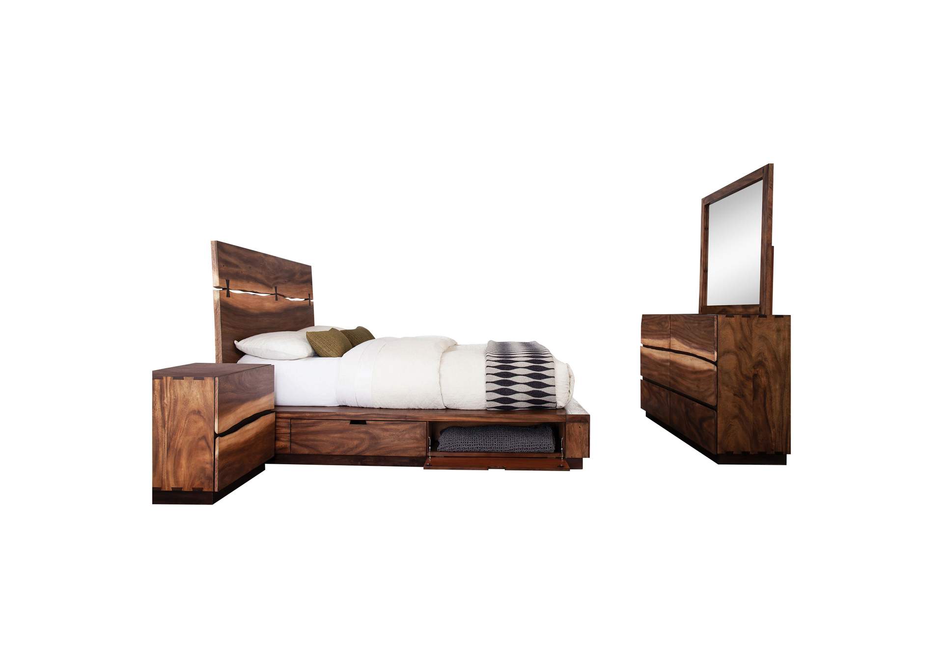 Winslow 4-piece Eastern King Storage Bedroom Set Smokey Walnut,Coaster Furniture