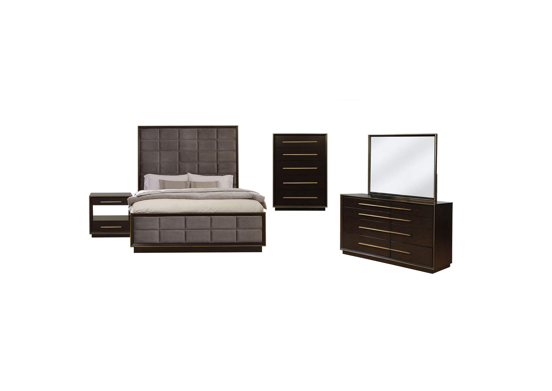 Durango 5-piece Eastern King Panel Bedroom Set Grey and Smoked Peppercorn,Coaster Furniture
