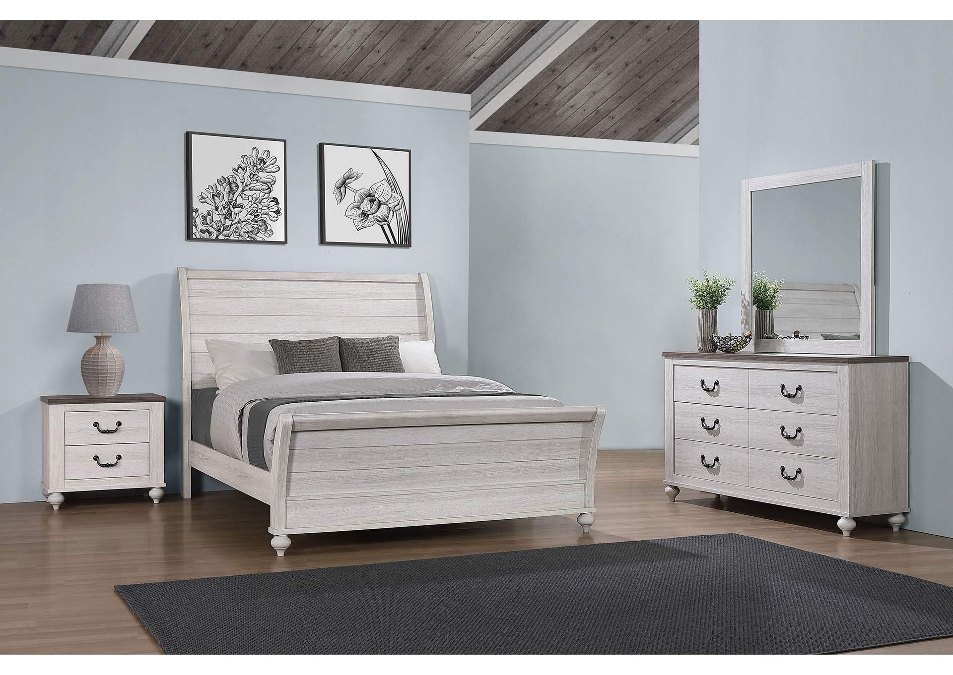 Stillwood 4-piece California King Panel Bedroom Set Vintage Linen,Coaster Furniture