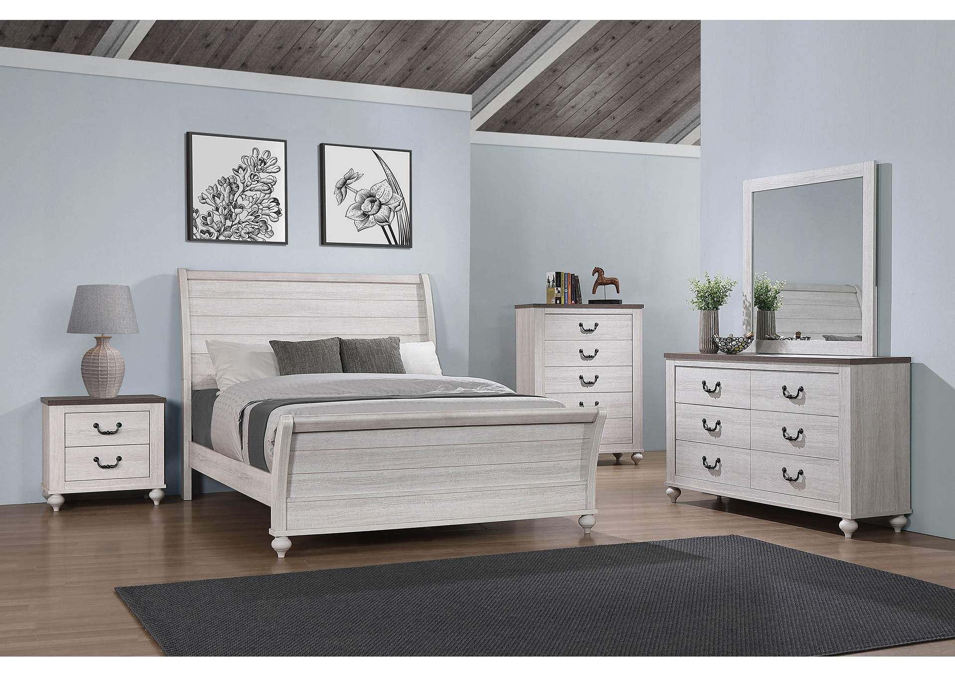 Stillwood 5-piece California King Panel Bedroom Set Vintage Linen,Coaster Furniture
