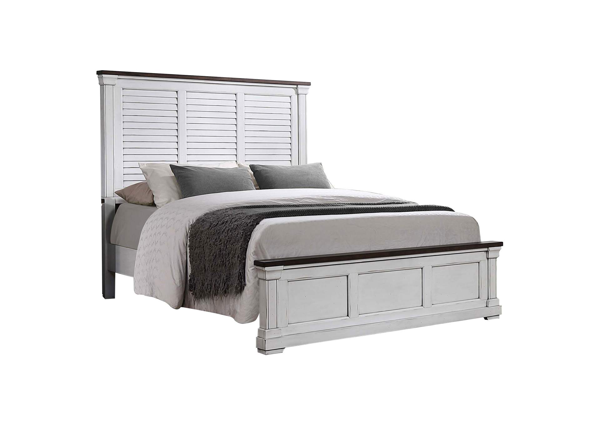 Hillcrest 4-piece Eastern King Panel Bedroom Set White and Dark Rum,Coaster Furniture