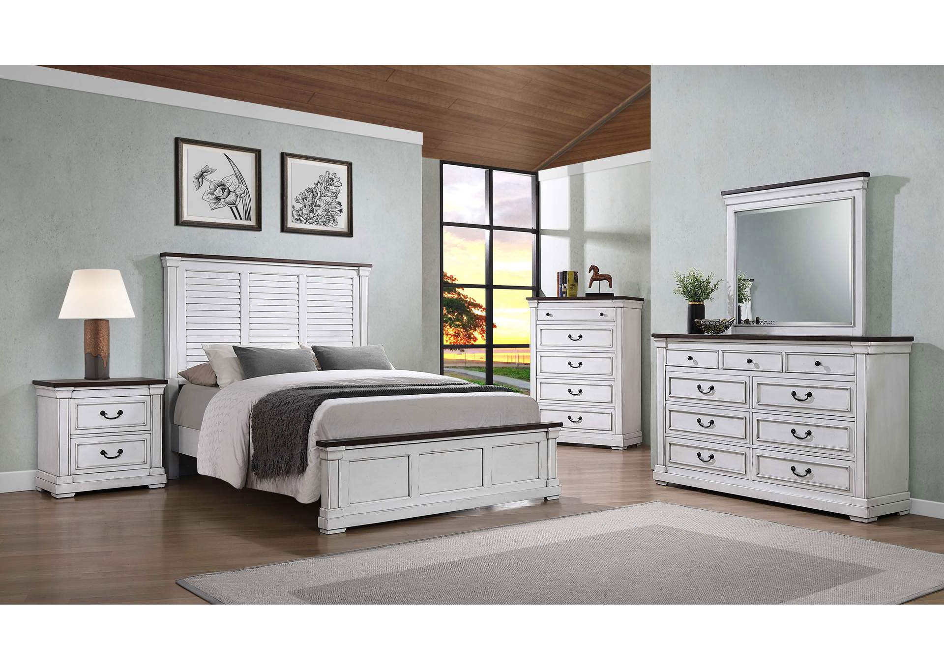 Hillcrest Eastern King Panel Bed White,Coaster Furniture