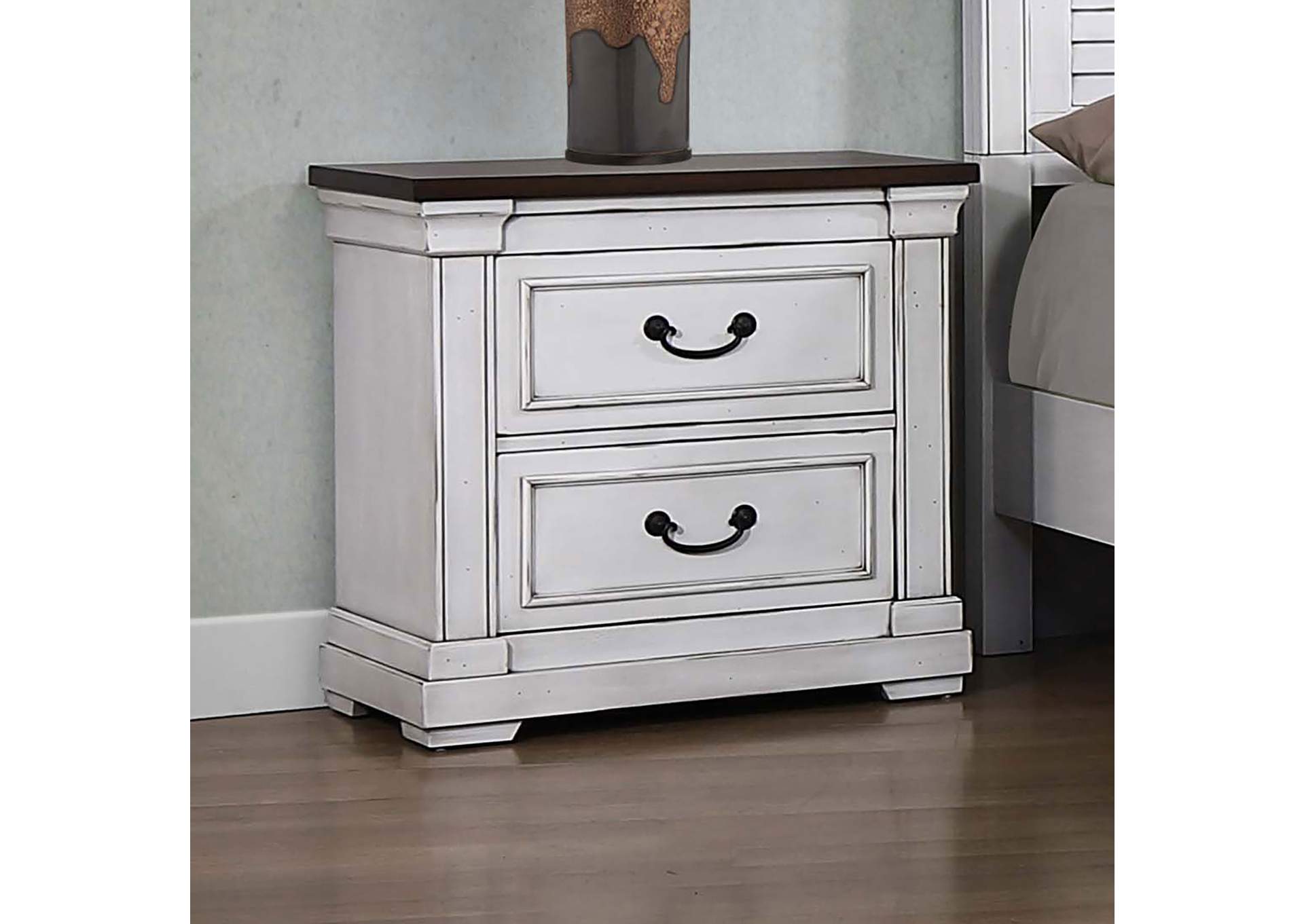 Hillcrest 2-drawer Nightstand Dark Rum and White,Coaster Furniture