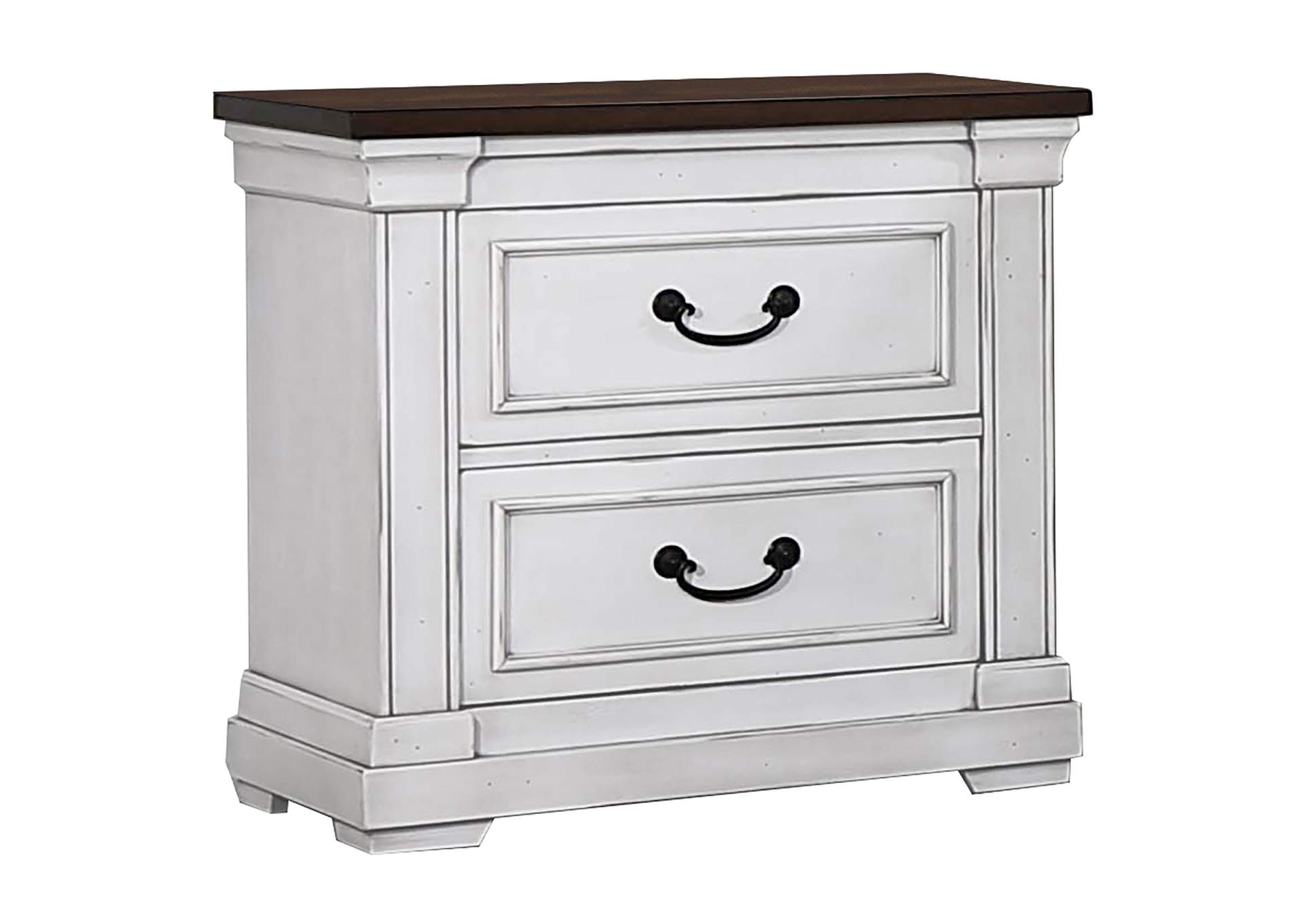 Hillcrest 2-drawer Nightstand Dark Rum and White,Coaster Furniture