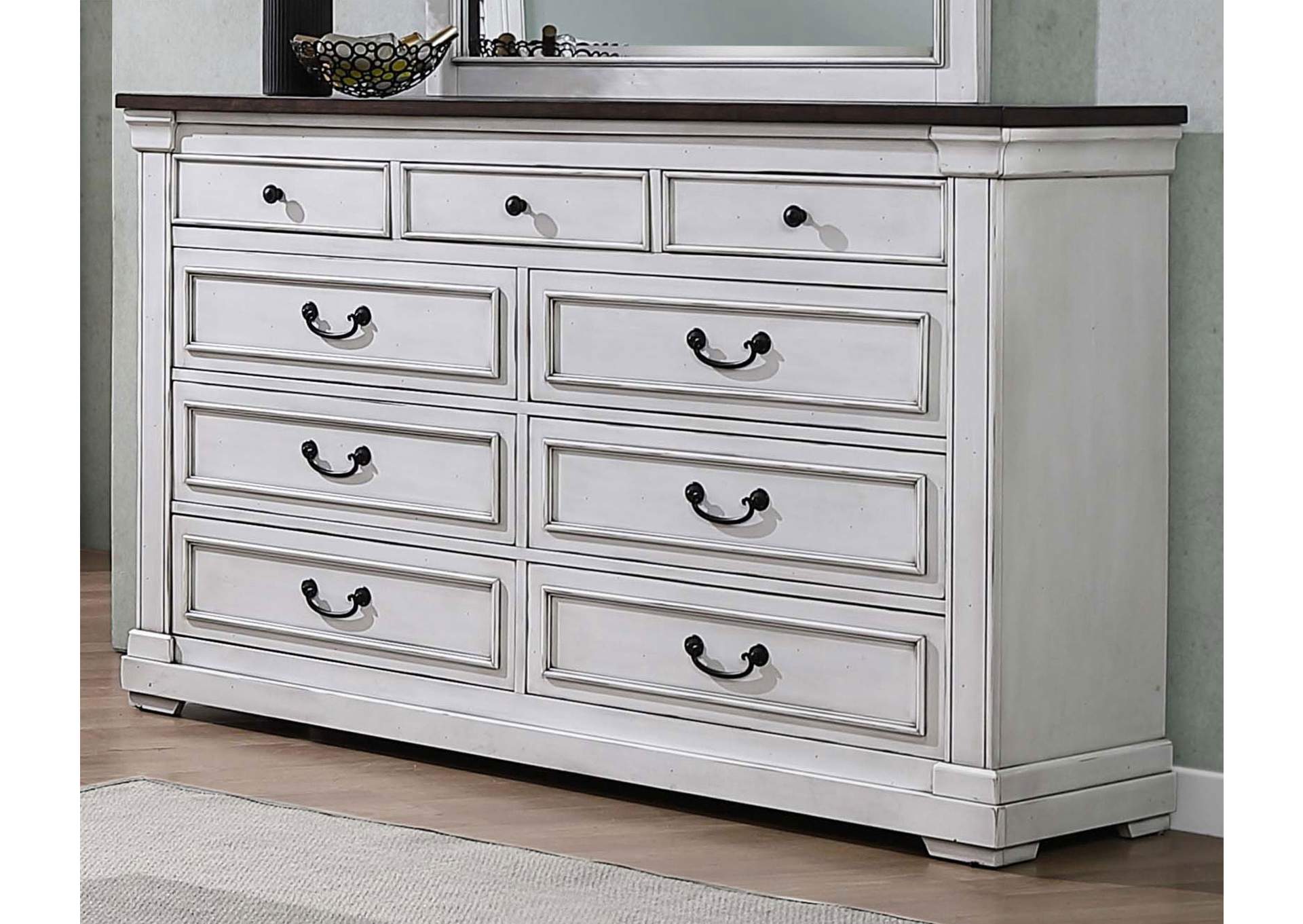 Hillcrest 9-drawer Dresser Dark Rum and White,Coaster Furniture