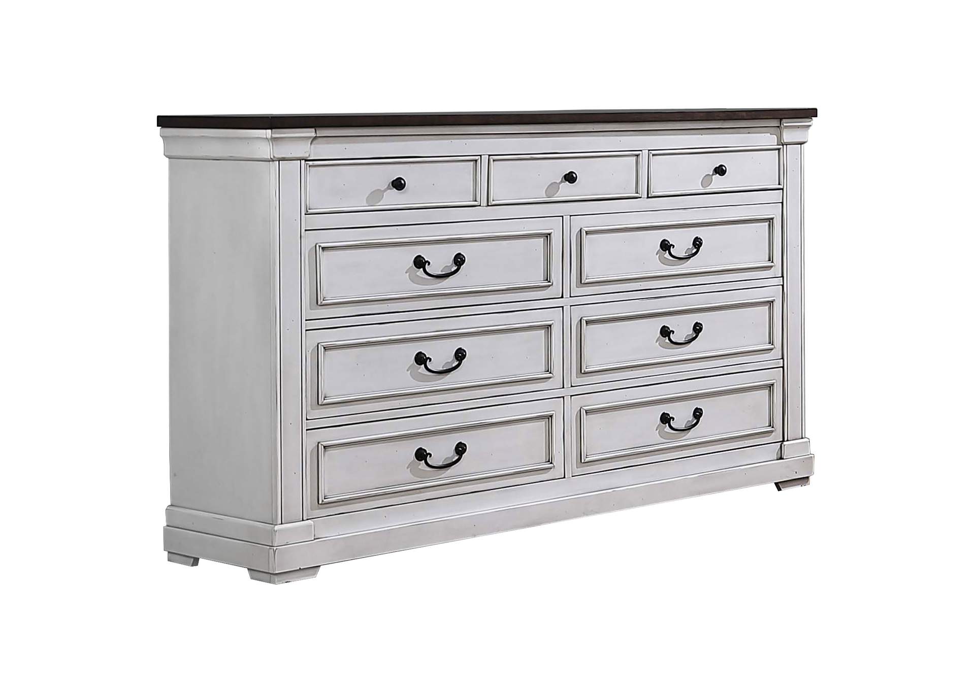 Hillcrest 9-drawer Dresser Dark Rum and White,Coaster Furniture