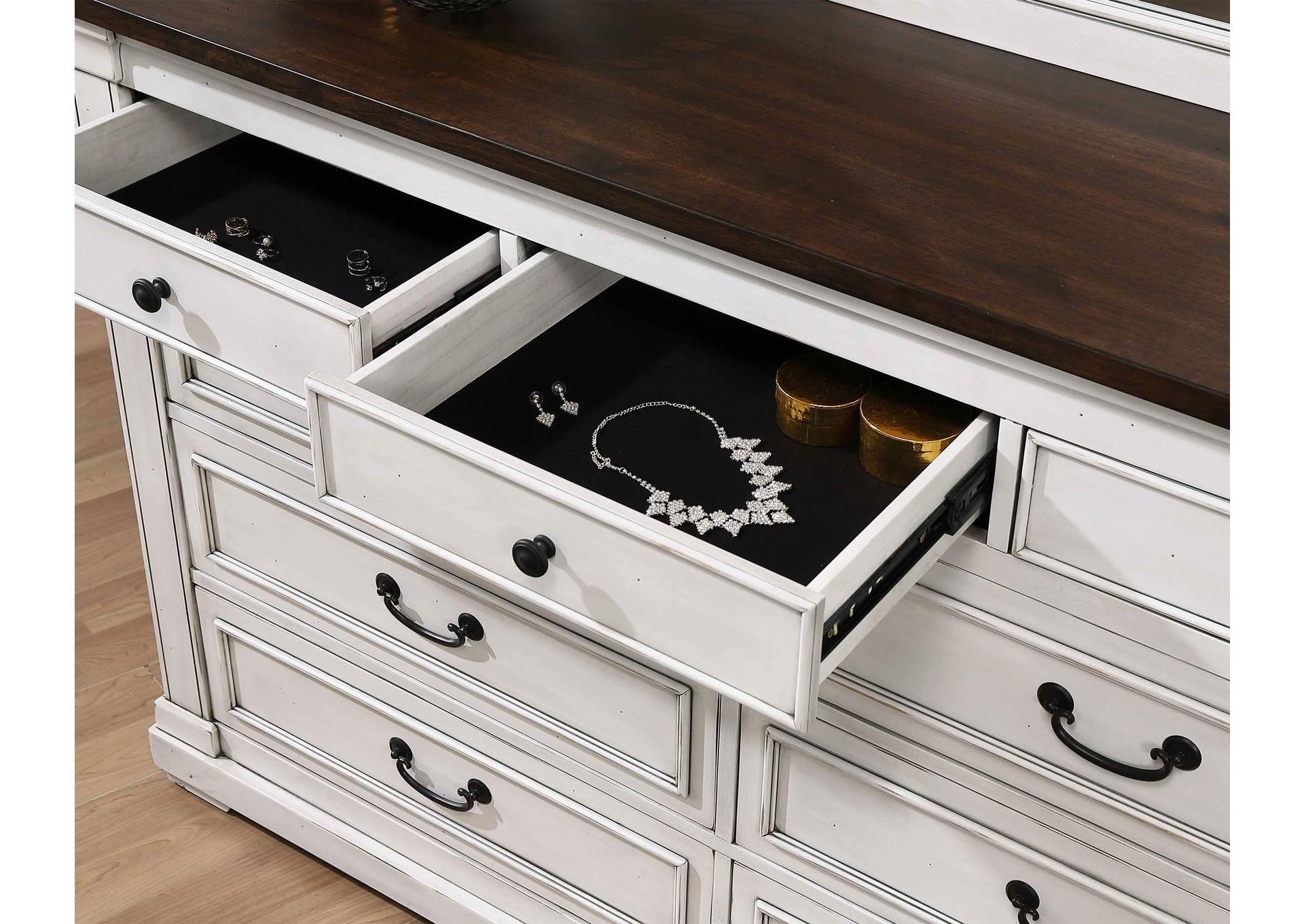 Hillcrest 9-drawer Dresser Dark Rum and White,Coaster Furniture