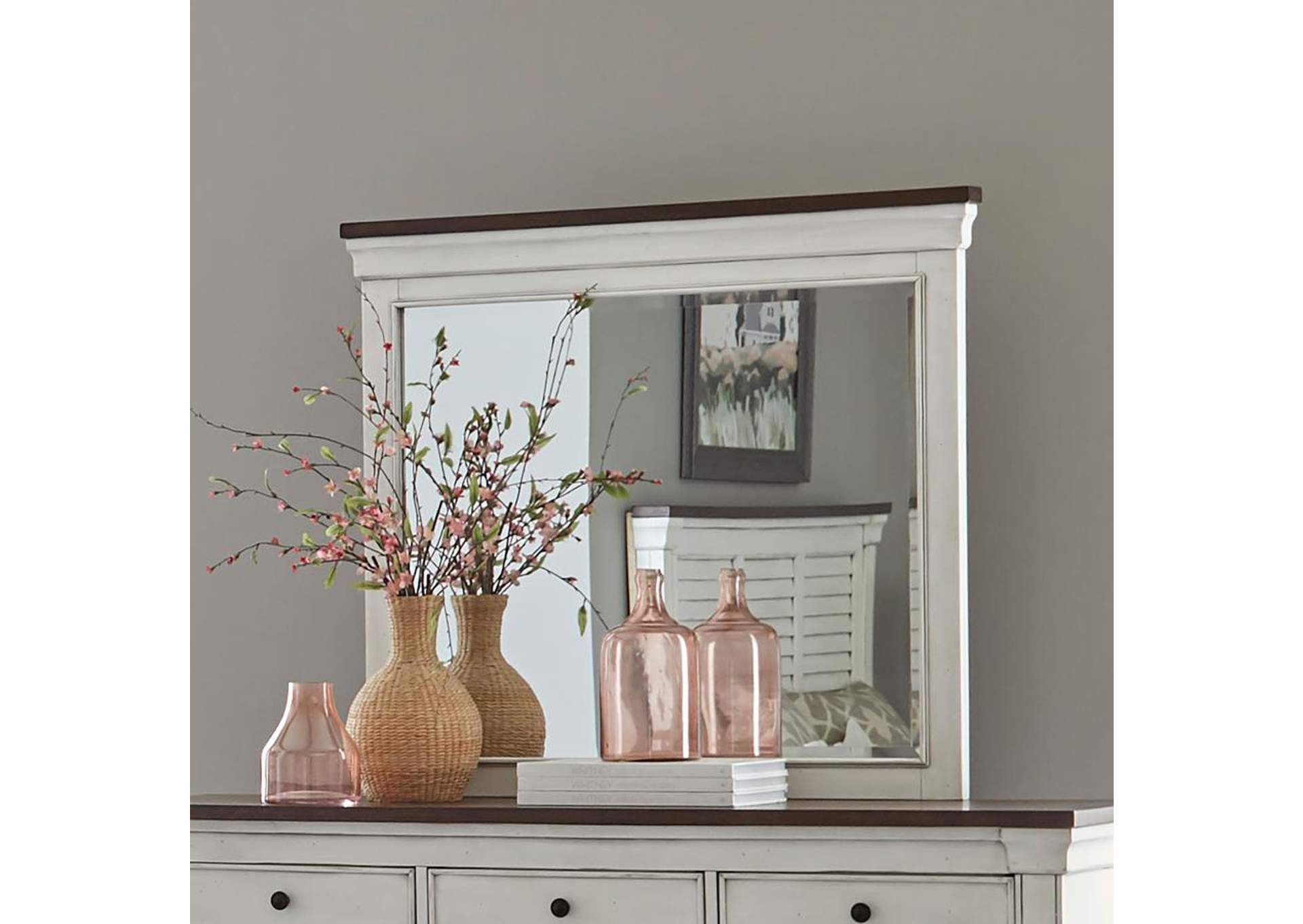 Hillcrest Rectangular Dresser Mirror Dark Rum And White,Coaster Furniture