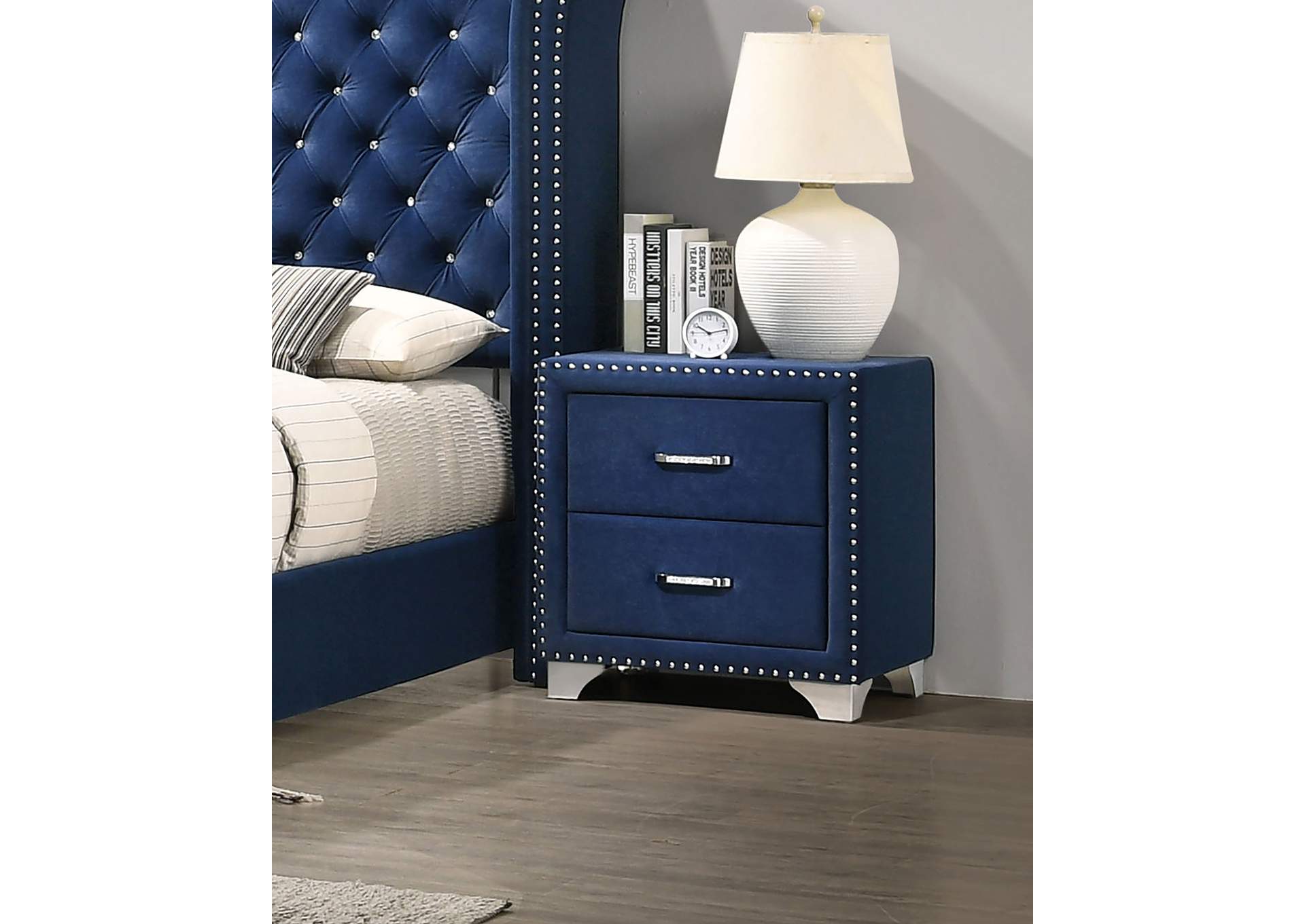 Melody 2-drawer Upholstered Nightstand Pacific Blue,Coaster Furniture