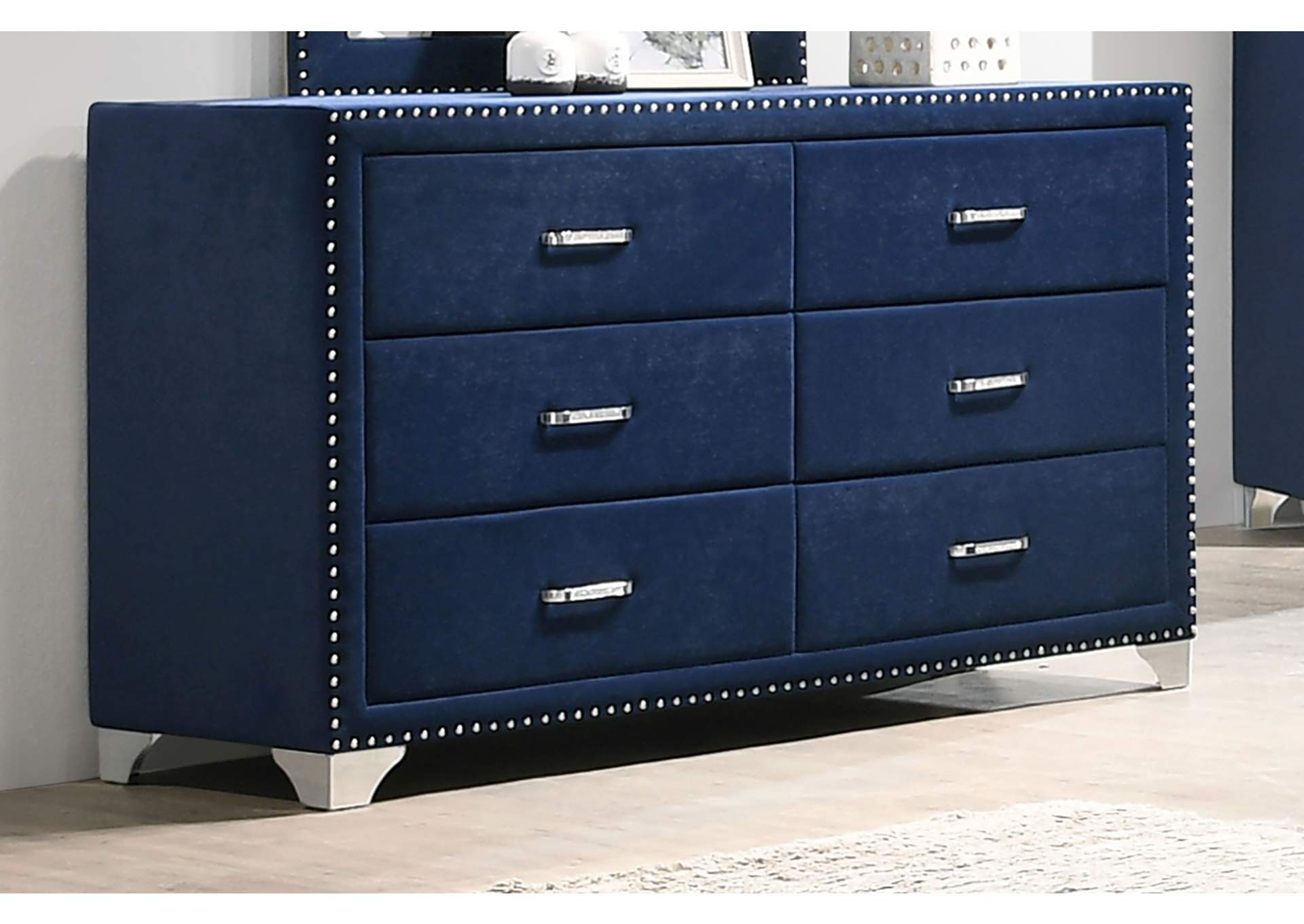 Melody 6-drawer Upholstered Dresser Pacific Blue,Coaster Furniture